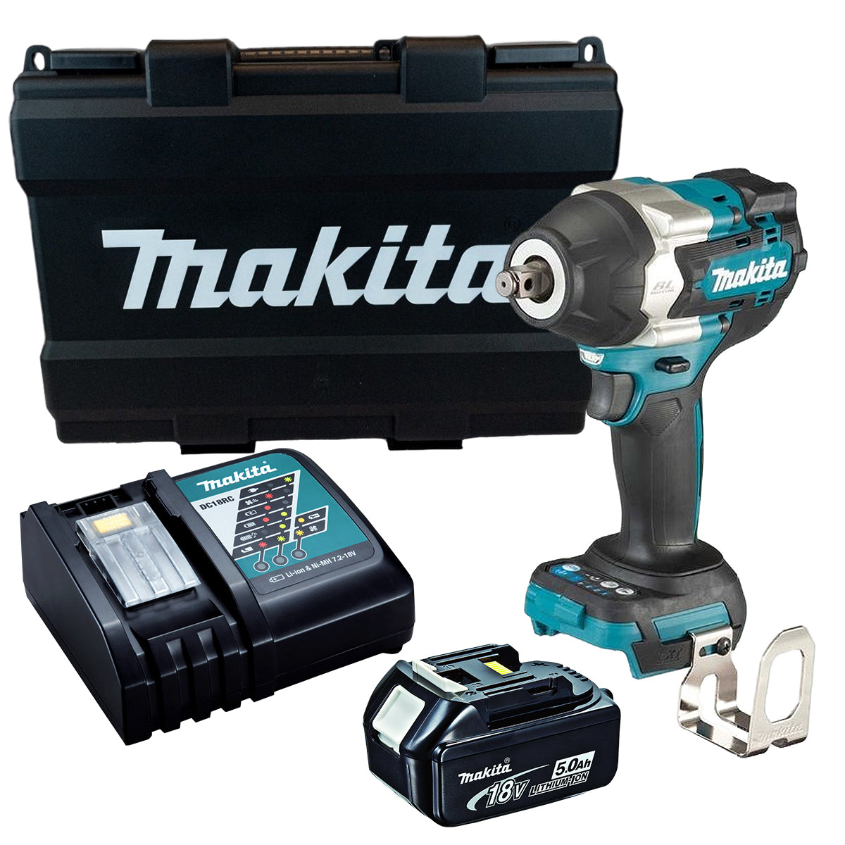 Makita DTW700RT 18V LXT Brushless Impact Wrench With 1 x 5.0Ah Battery, Charger In Case