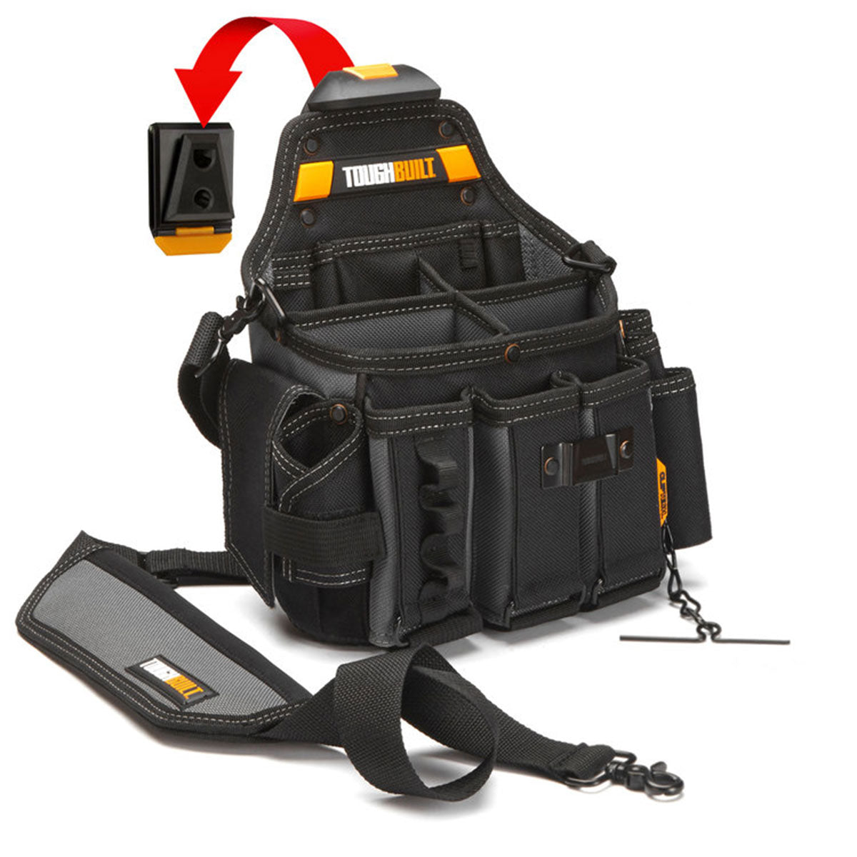 Toughbuilt Pro Padded Belt Buckle with Electrician Pouch Shoulder Strap & Tape Utility Knife Pouch