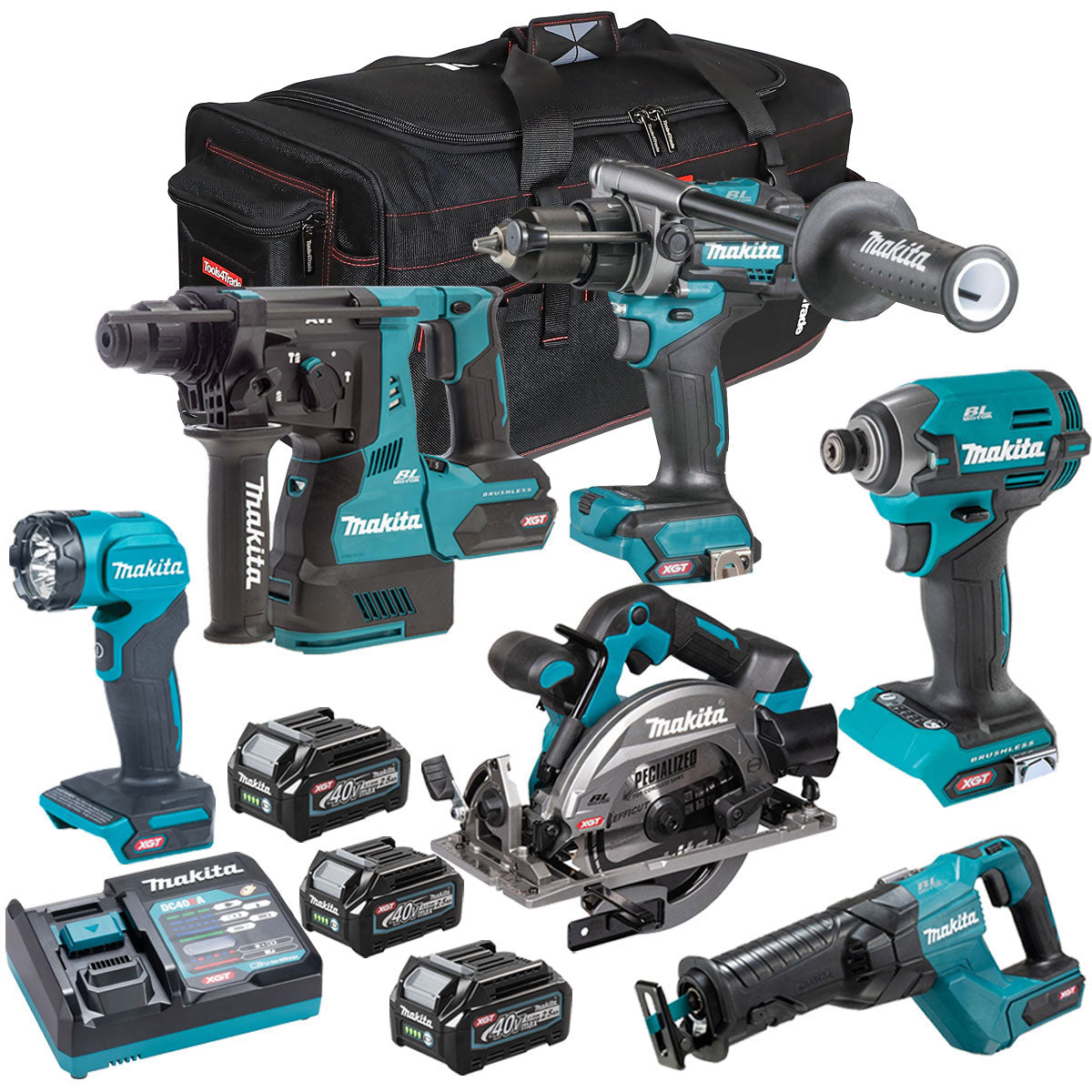 Makita 40V XGT 6 Piece Brushless Power Tool Kit With 3 x 2.5Ah Battery T4TKIT-16051