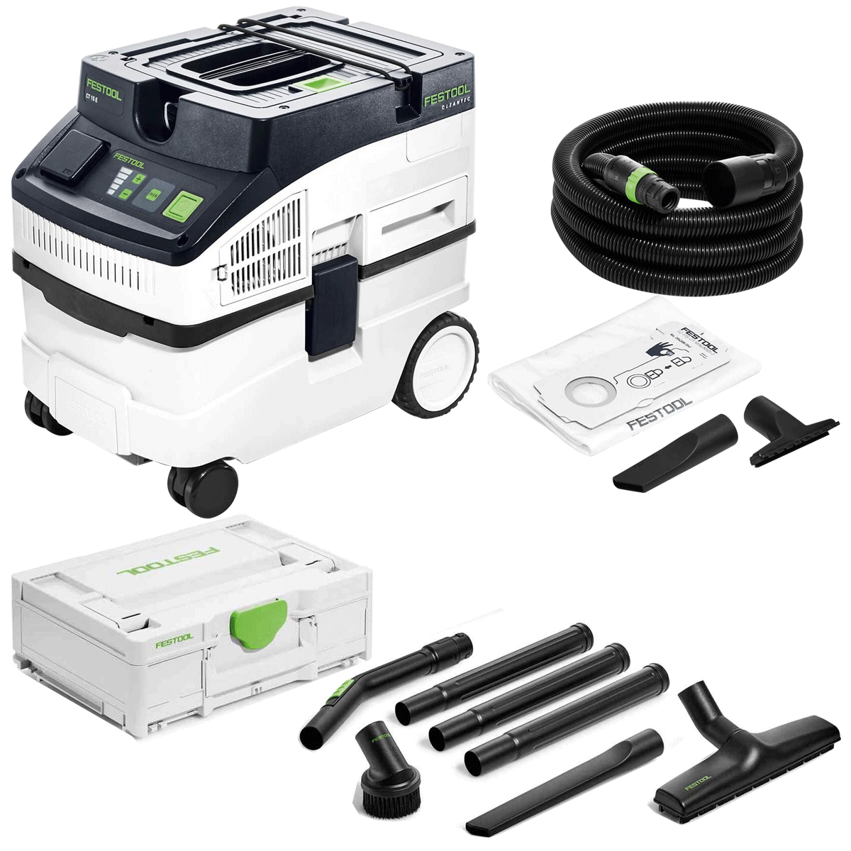 Festool CT 15 E 230V GB Mobile Dust Extractor - 577412 With RS-ST D 27/36-Plus Compact Cleaning Set