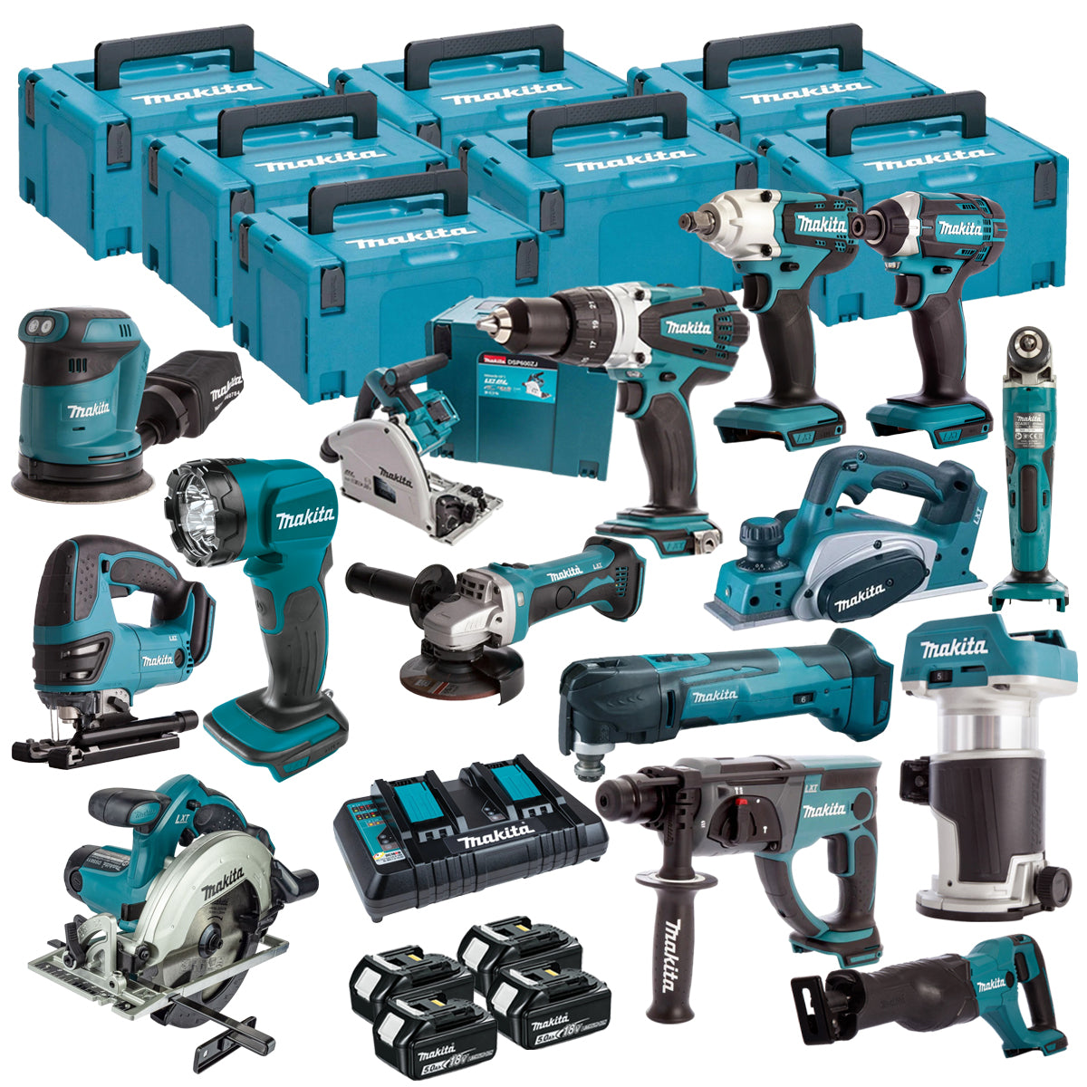 Makita 18V 15 Piece Power Tool Kit with 4 x 5.0Ah Battery & Charger T4TKIT-16462