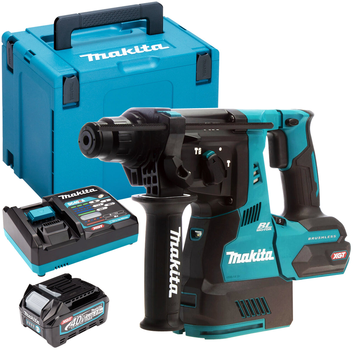 Makita HR003GZ01 40V Brushless SDS Plus Rotary Hammer Drill with 1 x 2.5Ah Battery Charger & Case