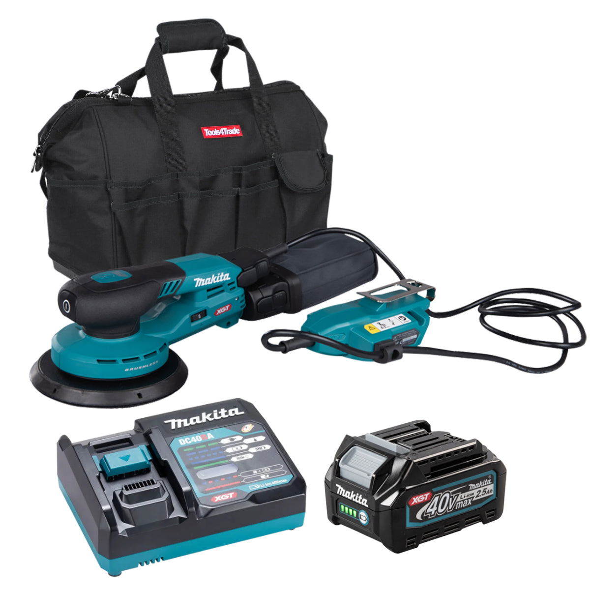 Makita BO002CGZ 40V XGT 150mm Brushless Random Orbit Sander with 1 x 2.5Ah Battery Charger & Bag