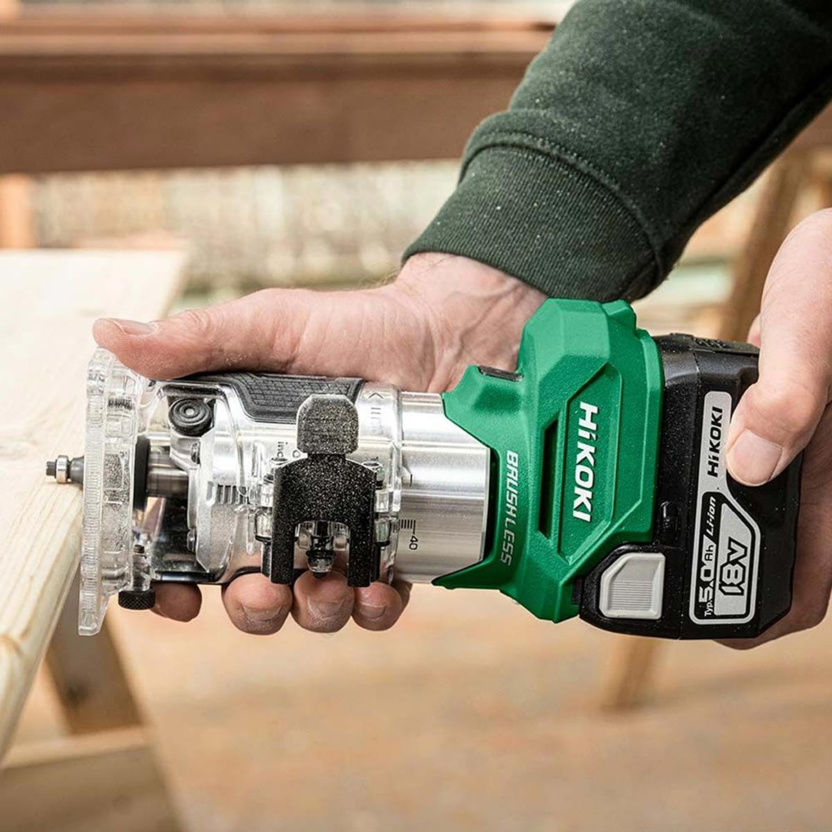Hikoki M1808DAJPZ 18V Brushless 1/4" Router Trimmer with 1 x 5.0Ah Battery Charger & Case