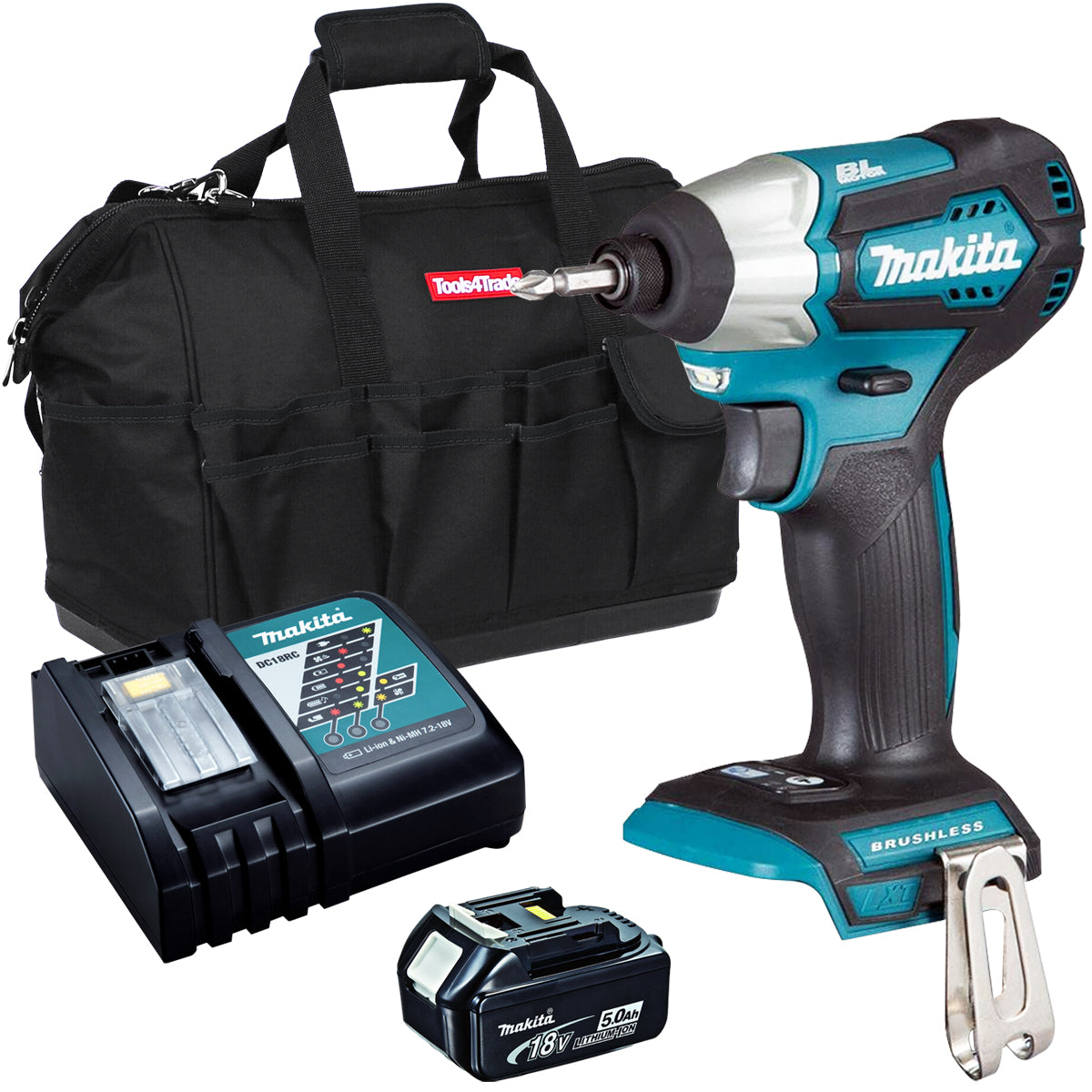 Makita DTD155Z 18V LXT Brushless Impact Driver with 1 x 5.0Ah Battery Charger & Bag