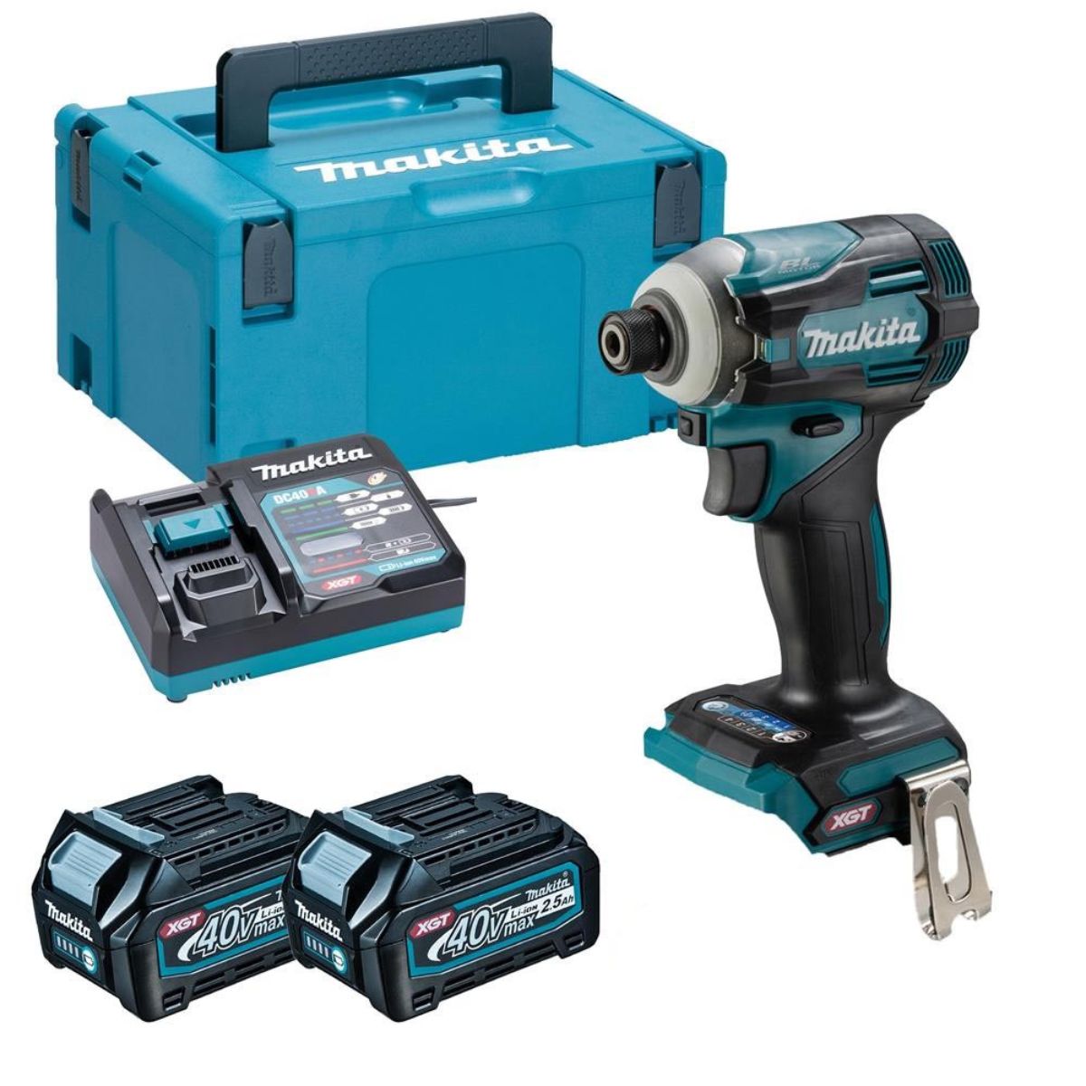Makita TD001GD201 40V XGT Brushless Impact Driver with 2 x 2.5Ah Batteries, Charger & Case