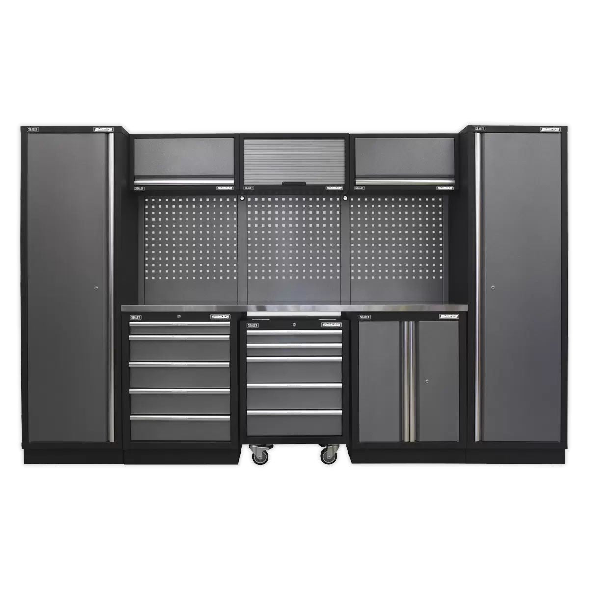 Sealey APMSSTACK03SS Modular Storage 3.2m System Combo Stainless Steel Worktop