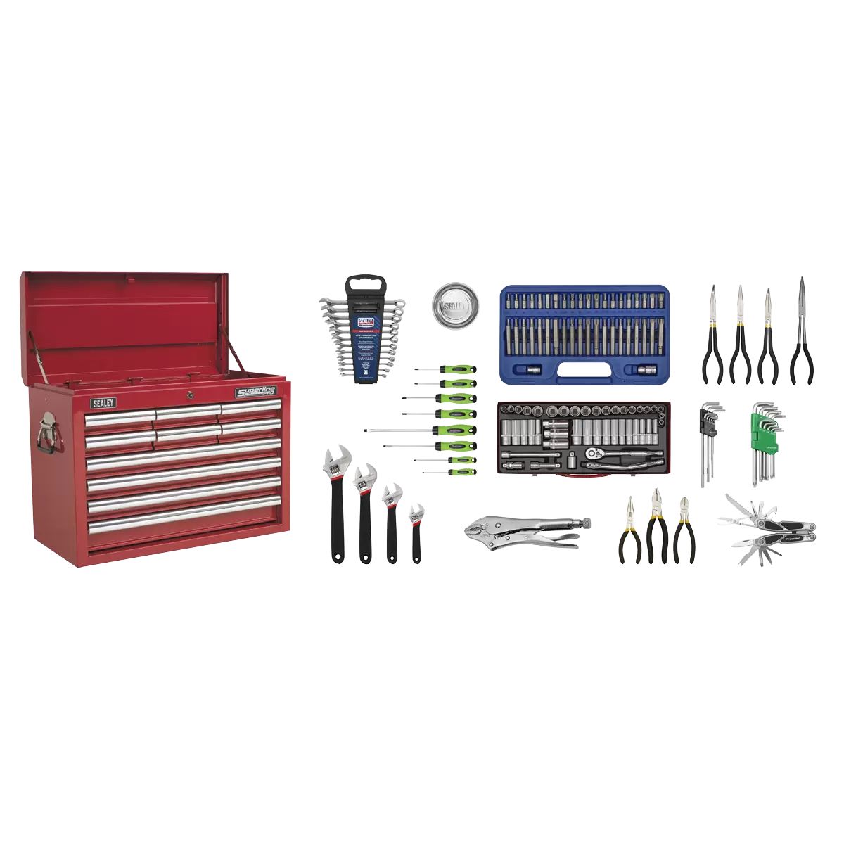 Sealey AP33109COMBO 10 Drawer Top chest with 140pc Tool Kit