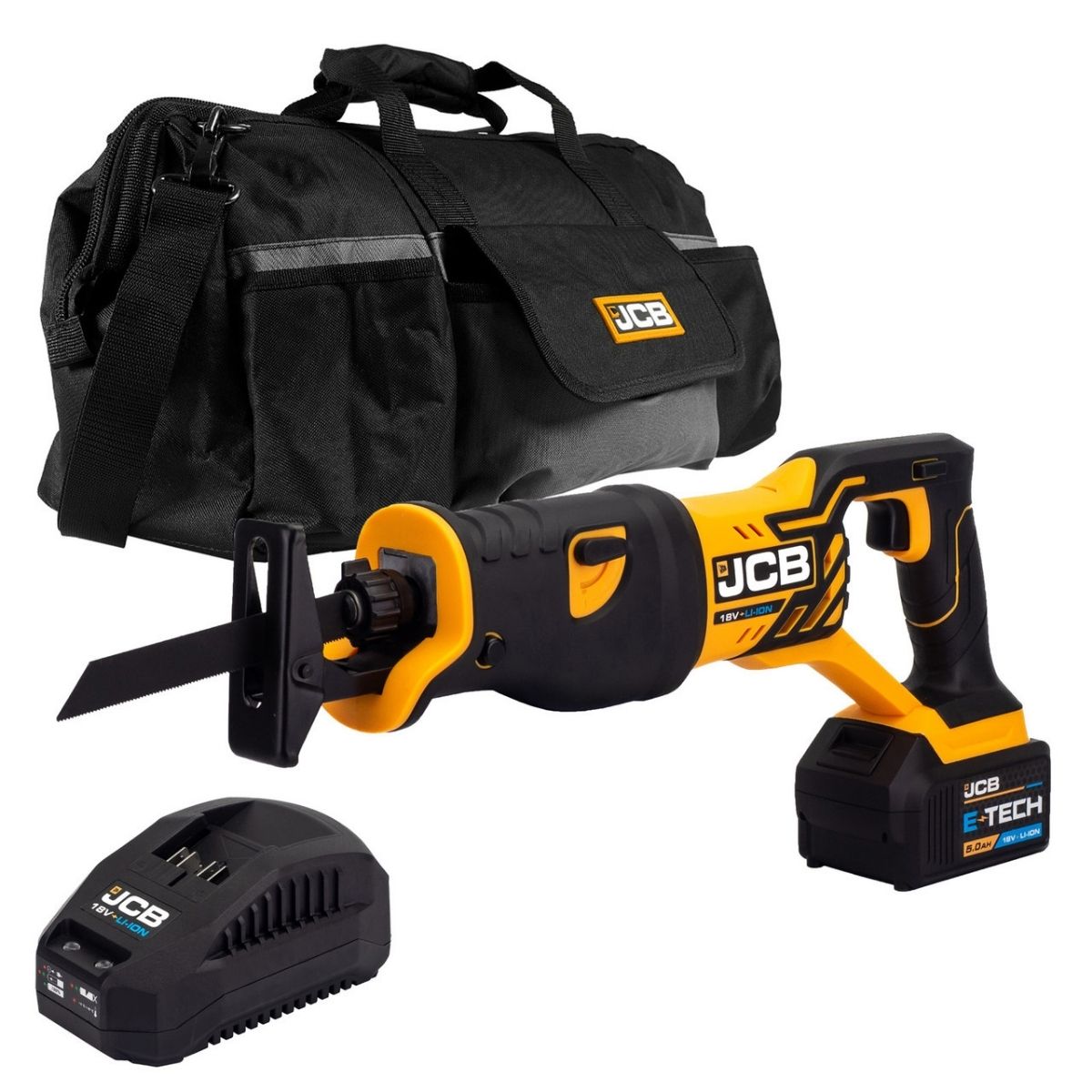 JCB 21-18RS-5X-BG 18V Reciprocating Saw with 1 x 5.0Ah Battery, Charger & Bag