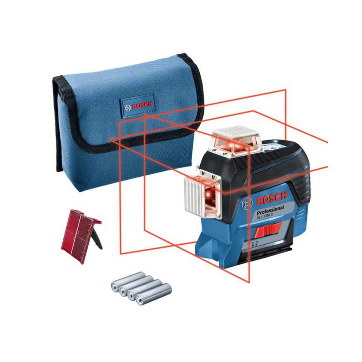 Bosch GLL 3-80 C Professional 360° Line Laser with Batteries & Adapter for Precision Levelling 0601063R00