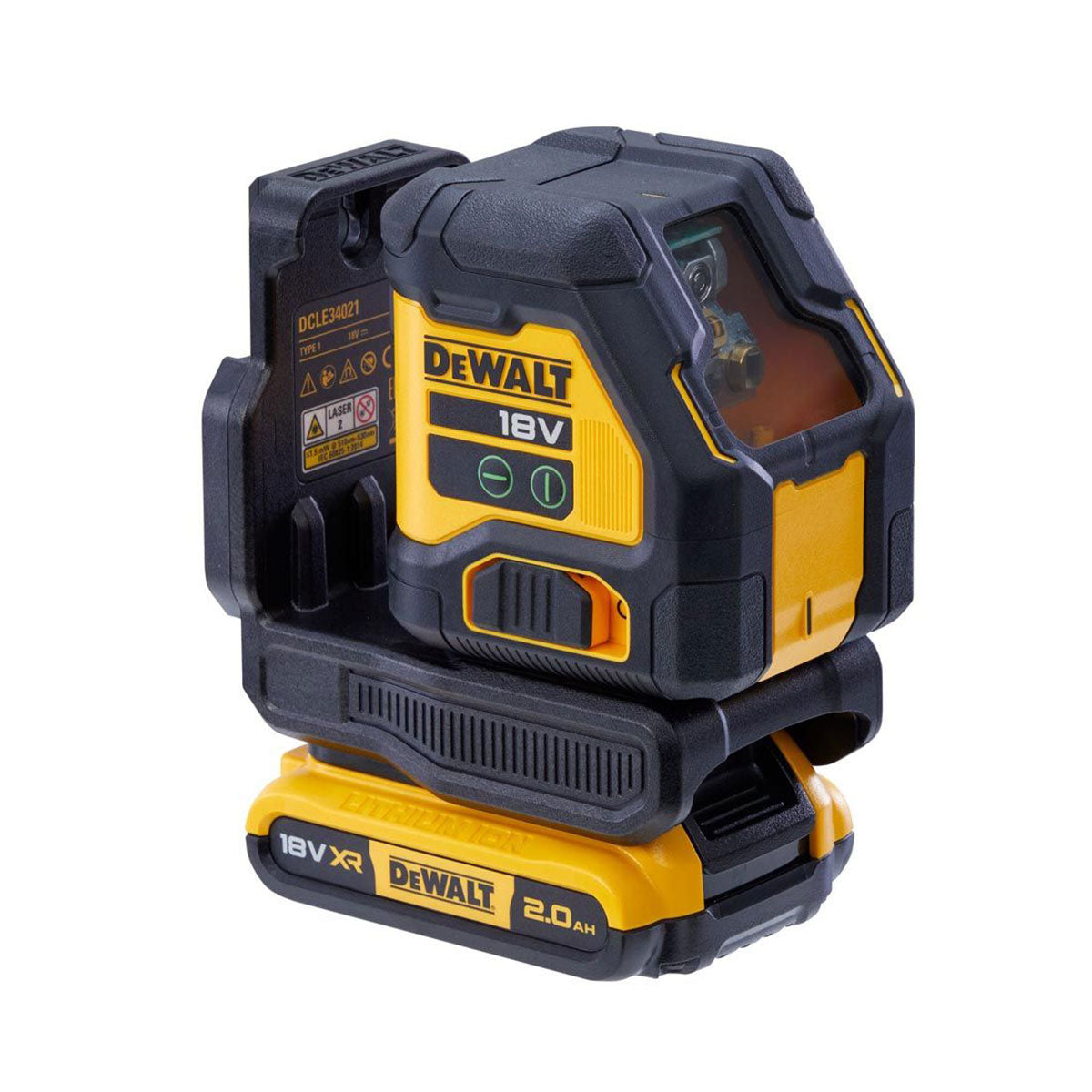 Dewalt DCLE34021D1-GB 18V Green Cross Line Laser 1 x 2.0Ah Battery Charger with Extendable Tripod