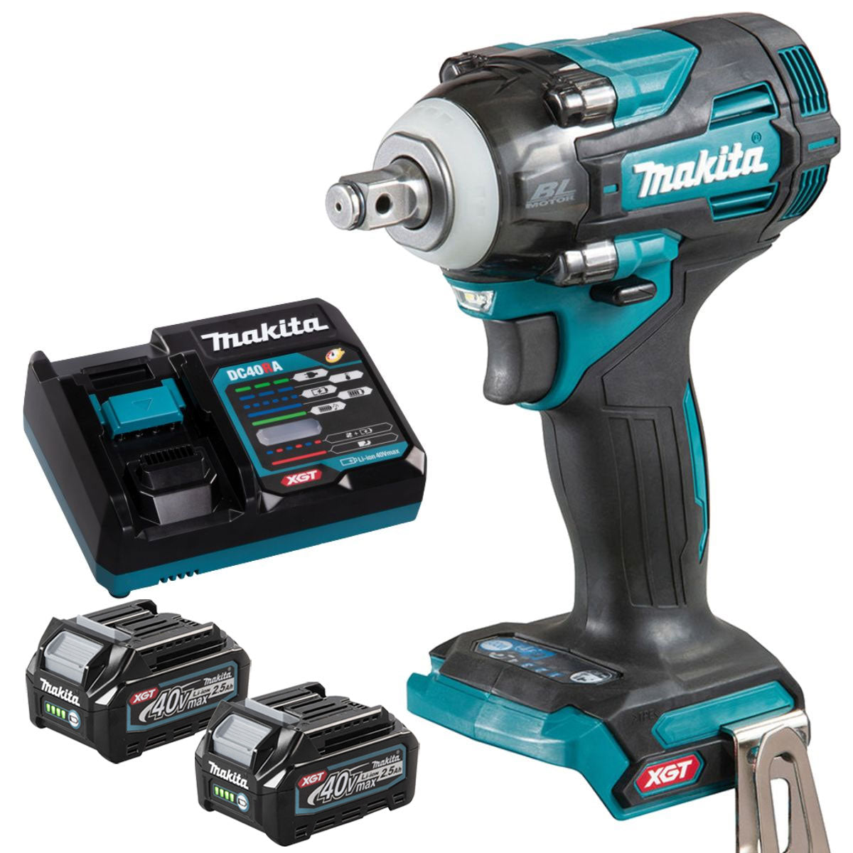 Makita TW004GZ 40V Brushless 1/2" Impact Wrench with 2 x 2.5Ah Battery & Charger