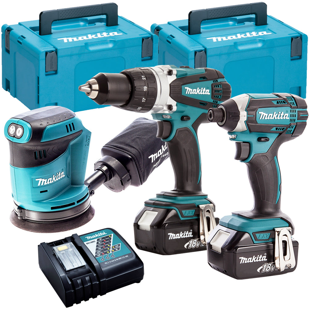 Makita 3 Piece 18V Li-ion with 2 x 5.0Ah Batteries & Charger T4TKIT-146