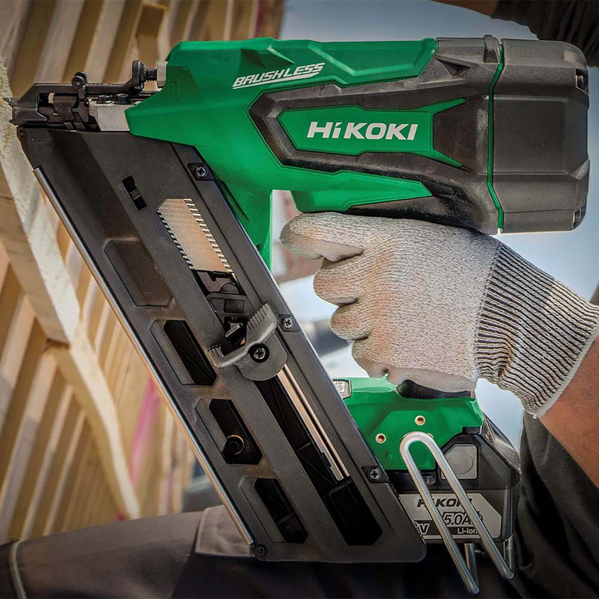 Hikoki NR1890DCJPZ 18V Brushless First Fix Framing Nailer with 2 x 5.0Ah Battery Charger & 64mm Nails Pack of 3300