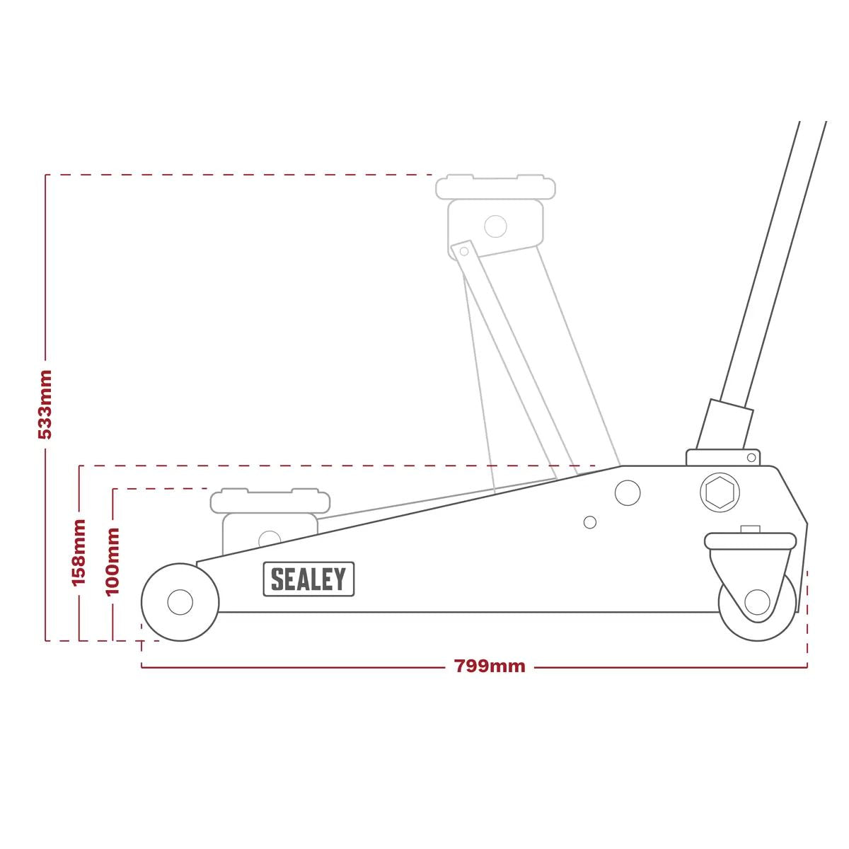 Sealey 4040TB Viking Tyre Bay Trolley Jack 4 tonne Low Entry Rocket Lift Garage