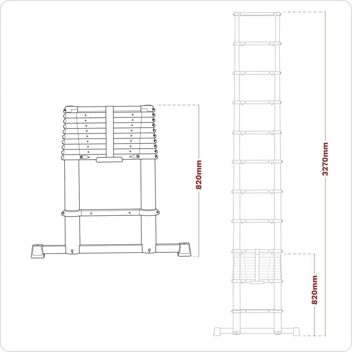 Sealey ATL11 Trade Aluminium Telescopic Ladder 11-Tread EN 131