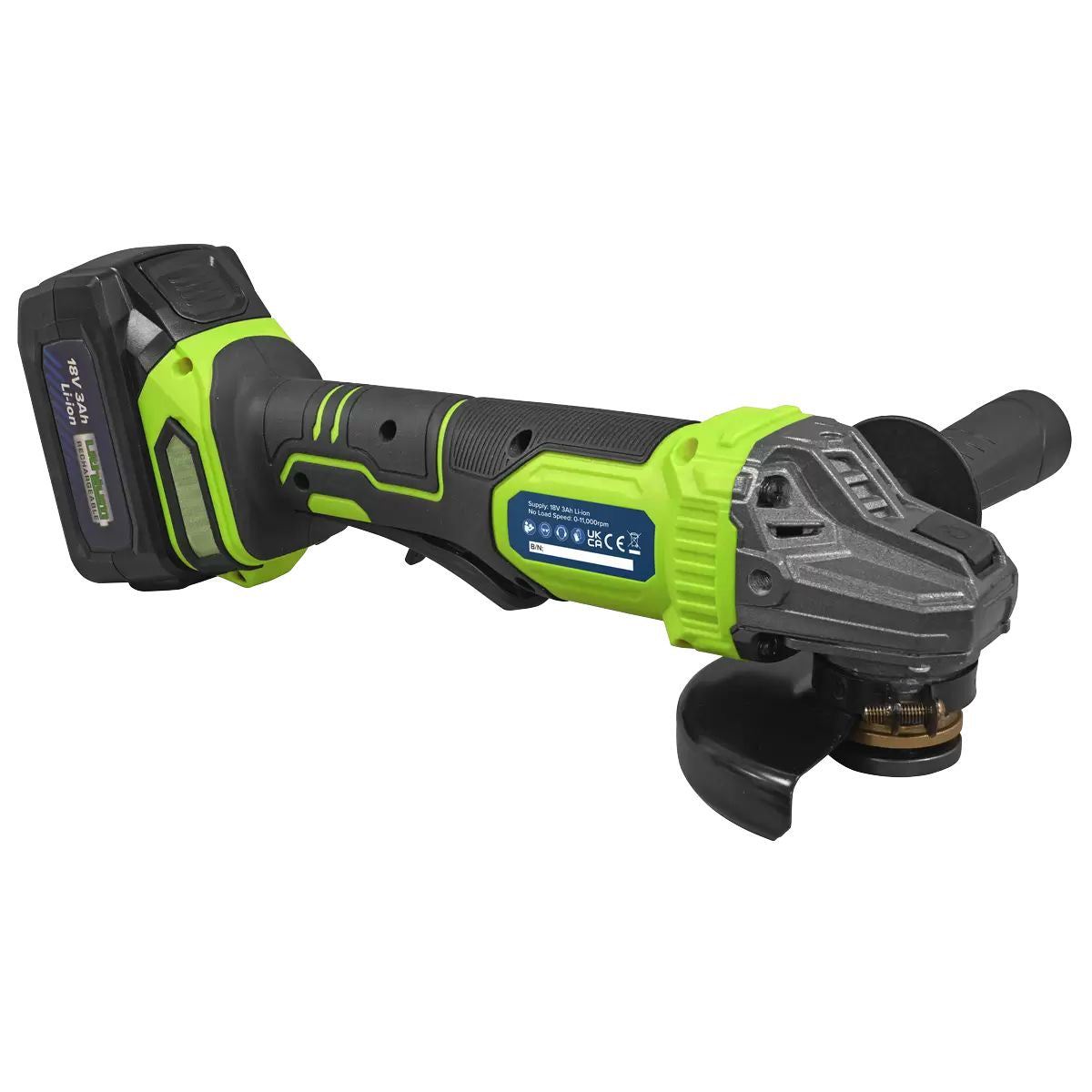 Sealey CP401LIHV 18V Angle Grinder 115mm 1 x 3Ah lithium-ion battery & 2.4A mains charger in a storage case