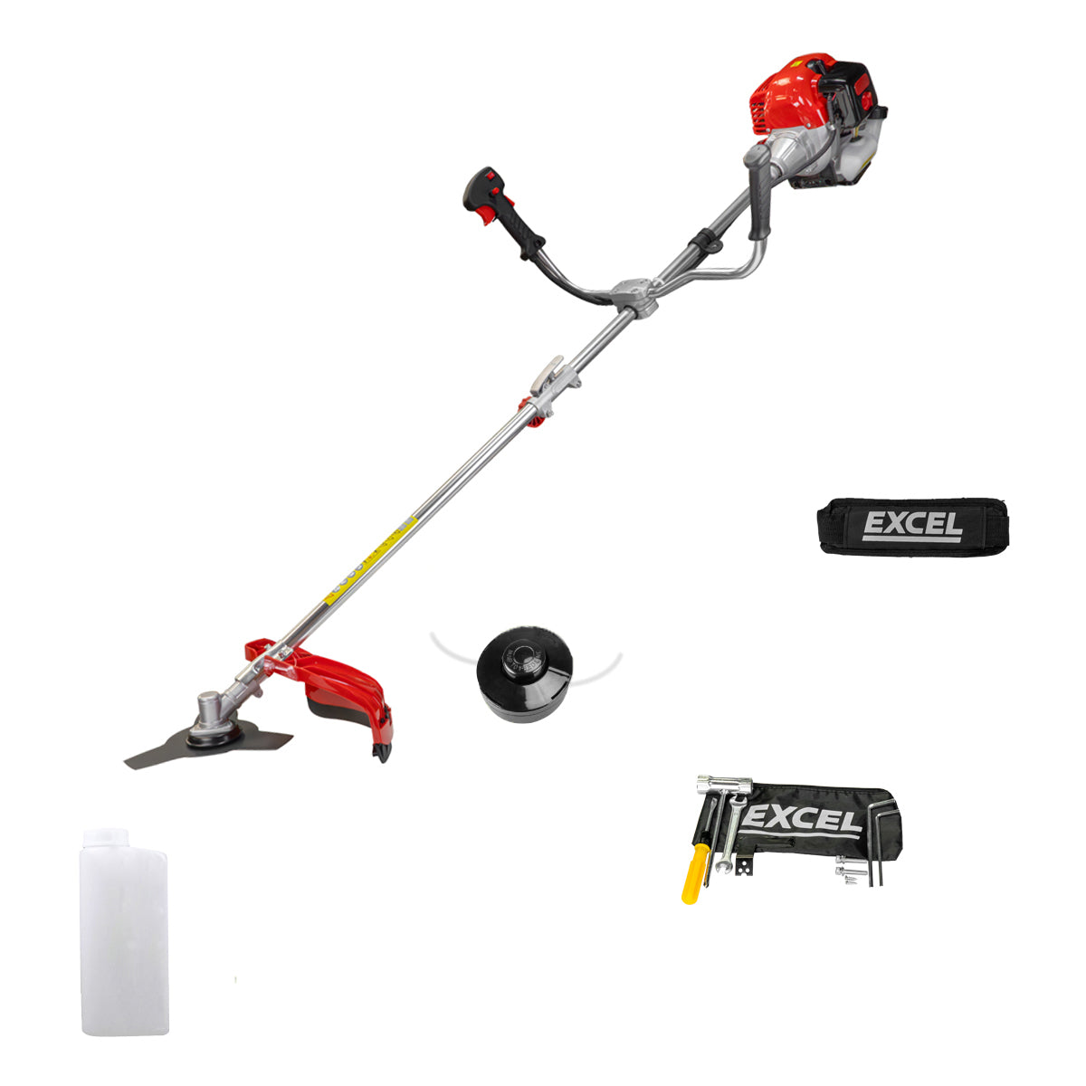 Excel 52cc 50cm Petrol Grass Trimmer & Brush Cutter 2-in-1 Multi Garden Tool with Engine Oil