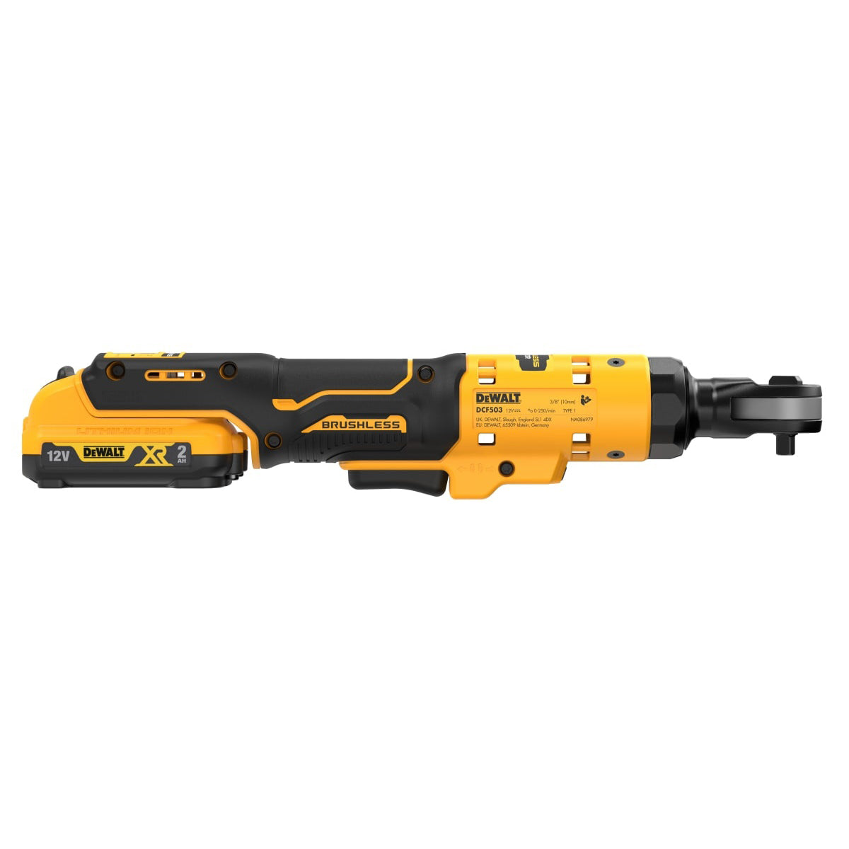 DeWalt DCF503D1 12V XR 3/8'' Open Head Ratchet Kit 1 x 2.0Ah Battery, Charger & Soft Tool Bag