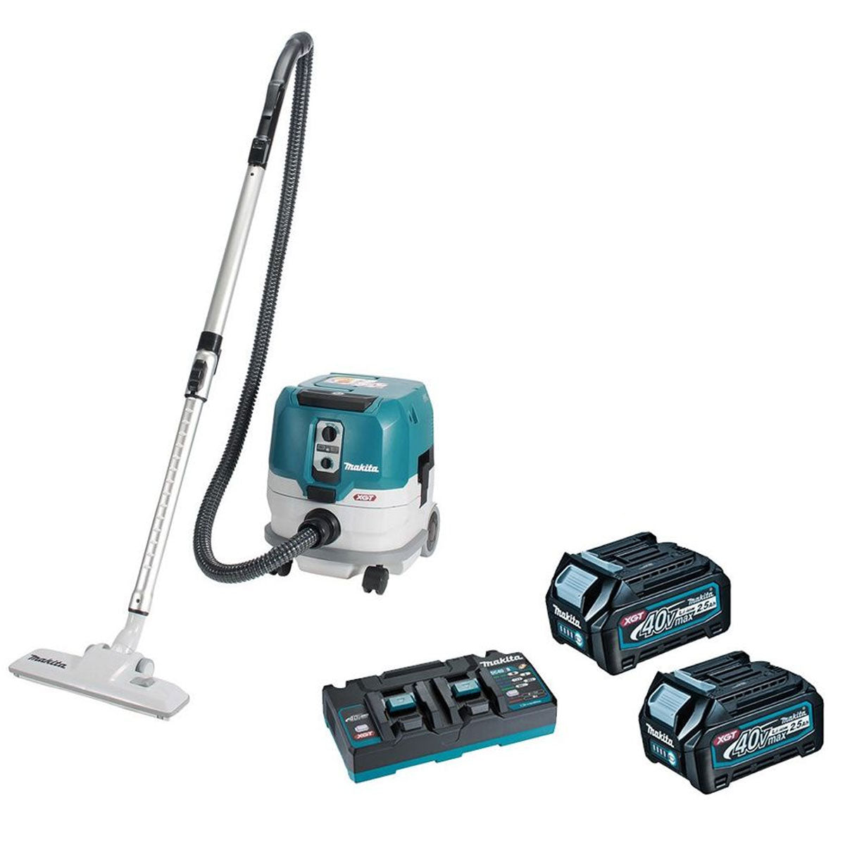 Makita VC005GLD22 40V XGT Brushless Dry L-Class Dust Extractor with 2 x 2.5Ah Battery & Charger