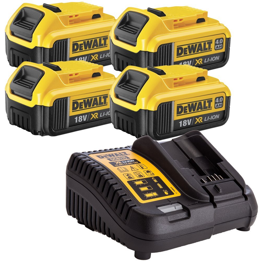 DeWalt DCB182X4 18v 4.0Ah Battery Pack of 4 + Multi Voltage Charger