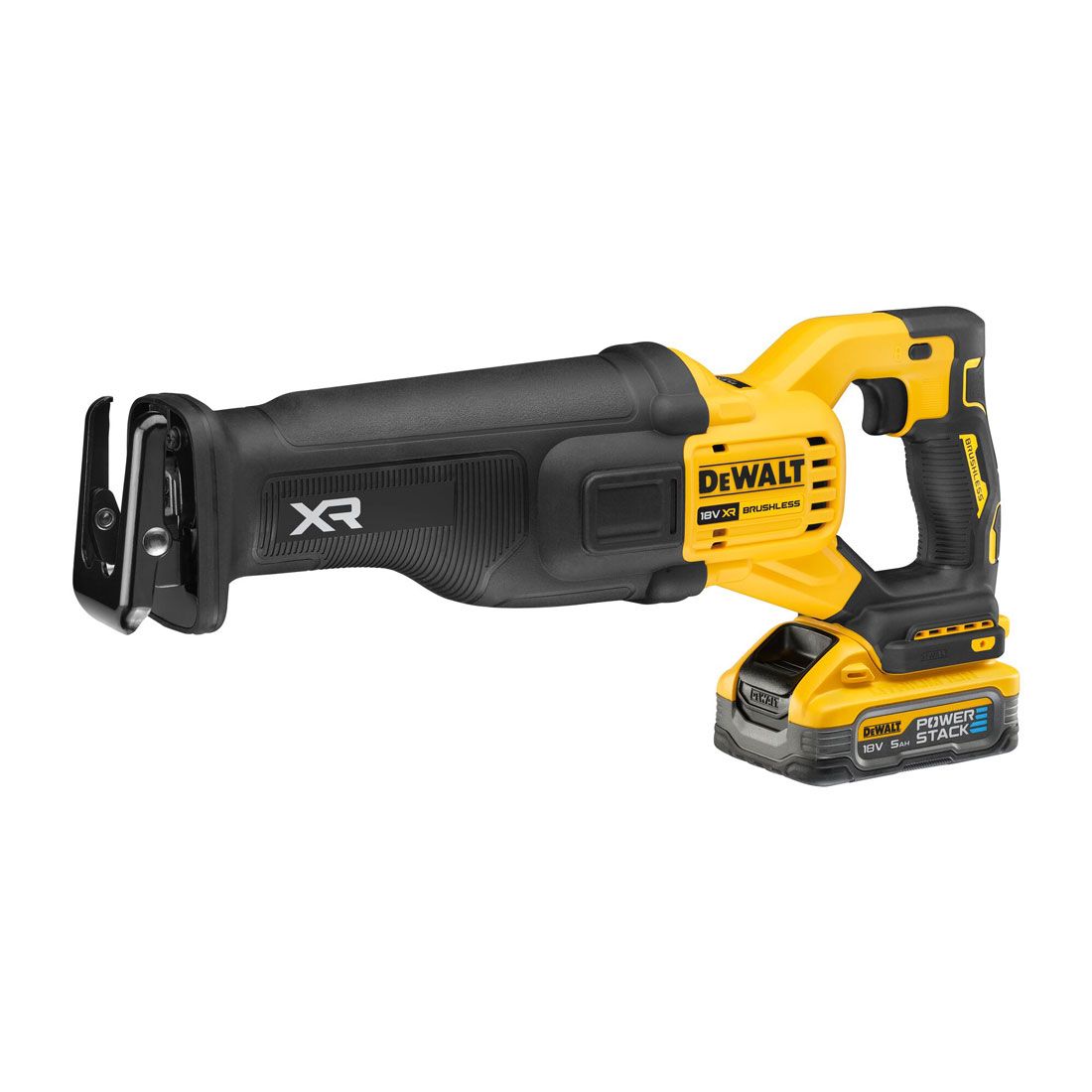 DeWalt DCS386H2T 18V XR Brushless Reciprocating Saw with 2 x 5.0Ah Powerstack Batteries Charger & Case