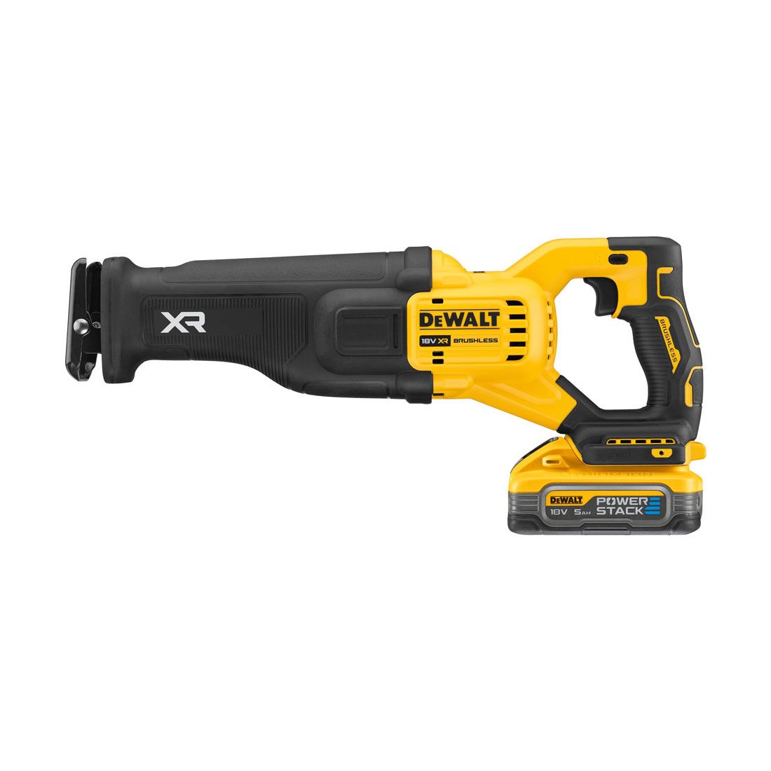 DeWalt DCS386H2T 18V XR Brushless Reciprocating Saw with 2 x 5.0Ah Powerstack Batteries Charger & Case