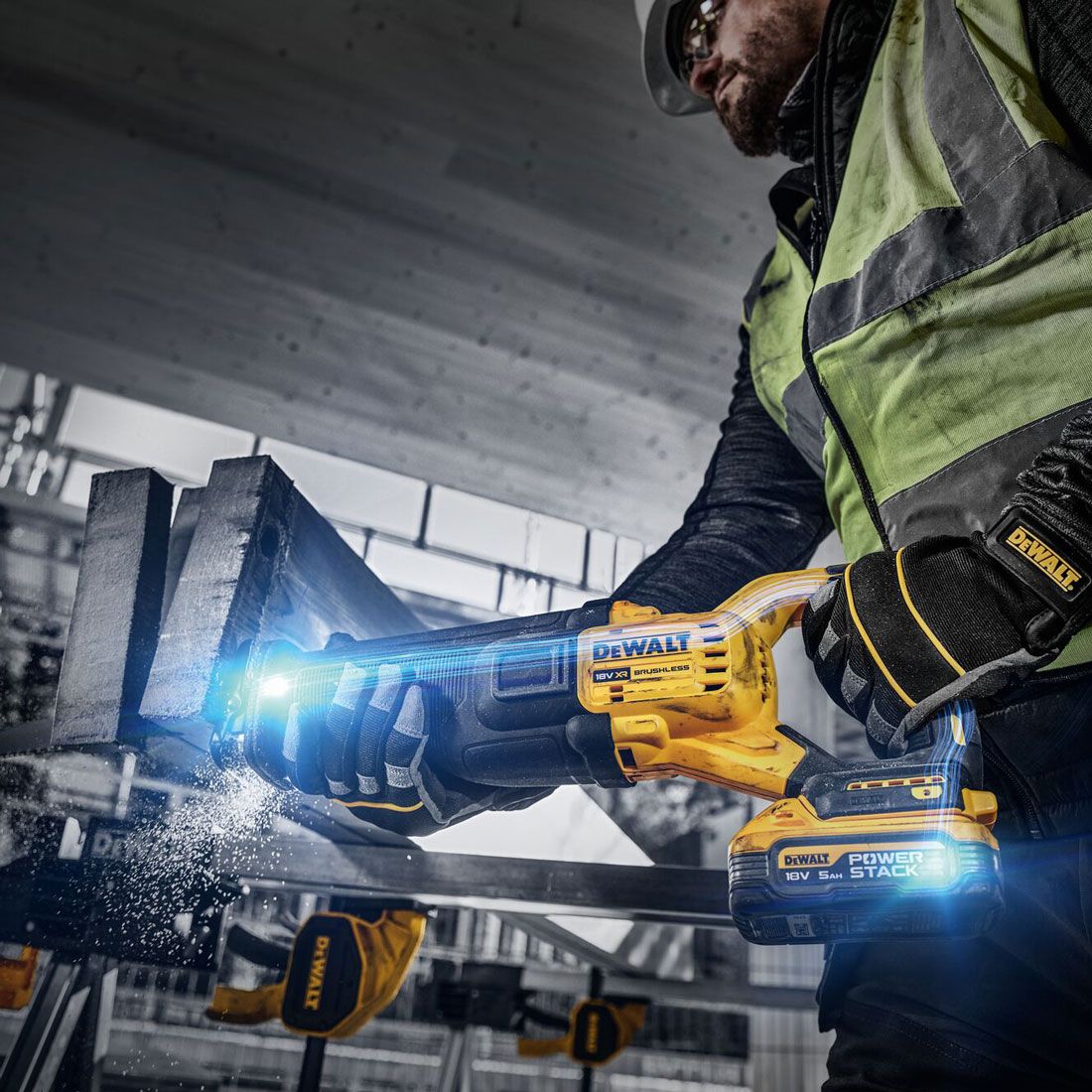 DeWalt DCS386H2T 18V XR Brushless Reciprocating Saw with 2 x 5.0Ah Powerstack Batteries Charger & Case
