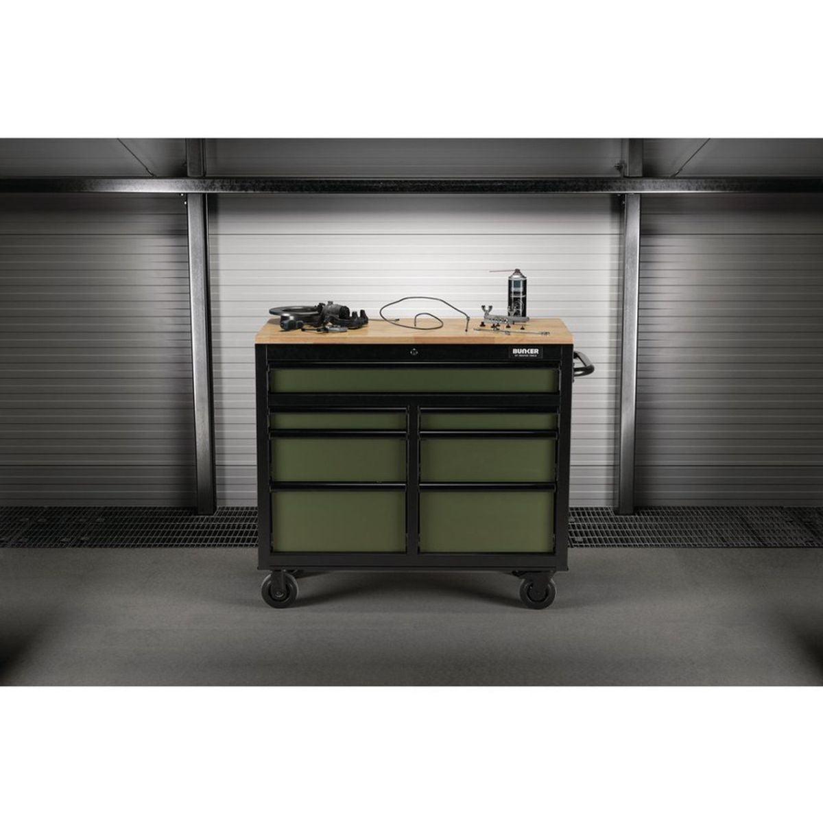 Draper B100-41GR BUNKER 41" Workbench Roller Tool Cabinet 7 Drawer Green 08221