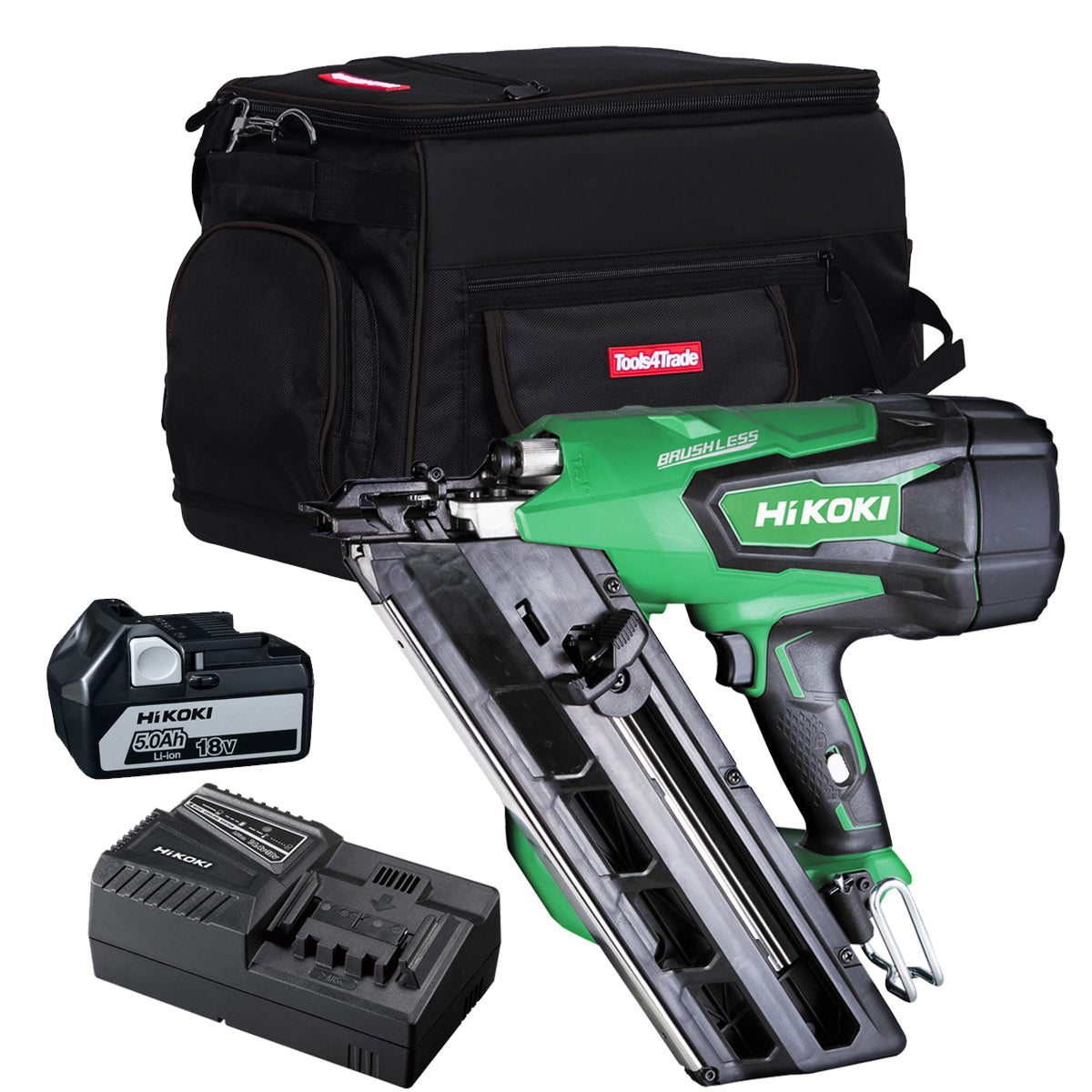 HiKOKI NR1890DCJ6Z 18V Brushless First Fix 16G Framing Nailer with 1 x 5.0Ah Battery, Charger & Bag