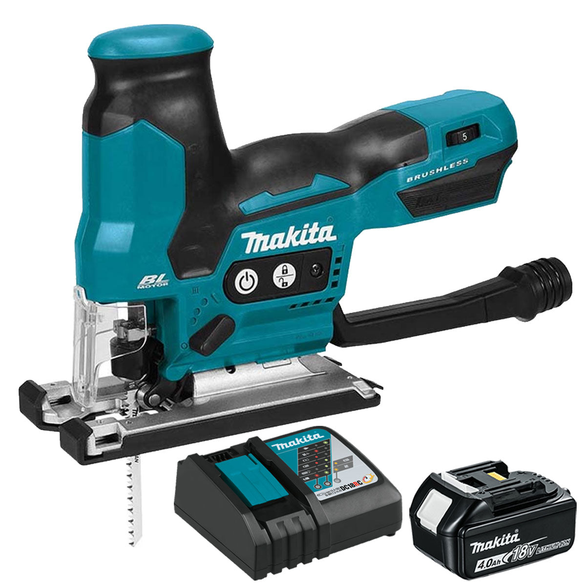Makita DJV185Z 18V Brushless Jigsaw with 1 x 4.0Ah Battery & Charger