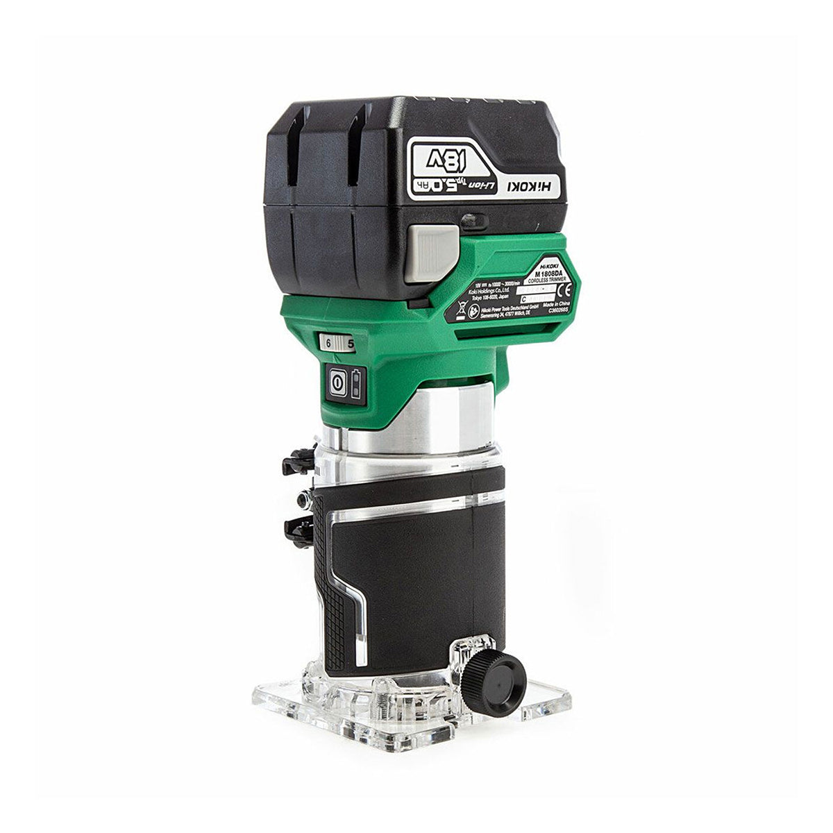 Hikoki M1808DAJPZ 18V Brushless 1/4" Router Trimmer with 1 x 5.0Ah Battery Charger & Case