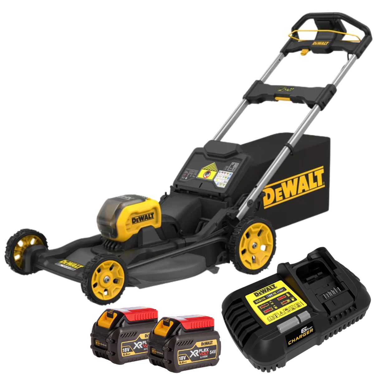 Dewalt DCMWP500N-XJ 54V XR Flexvolt Brushless 53cm Lawn Mower with 2 x 6.0Ah Battery & Charger