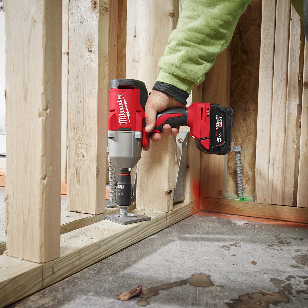 Milwaukee M18BLHIWF12-0X 18V Brushless 1/2" Impact Wrench with 1 x 5.0Ah Battery Charger & Case