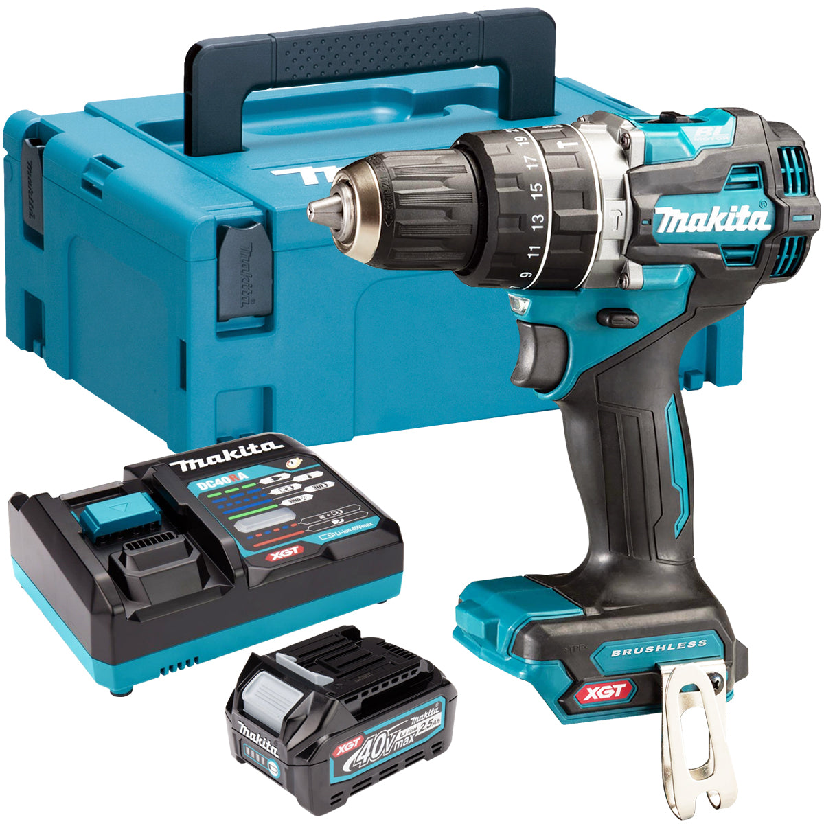 Makita HP002GZ01 40V Max XGT Brushless Combi Drill with 1 x 2.5Ah Battery & Charger