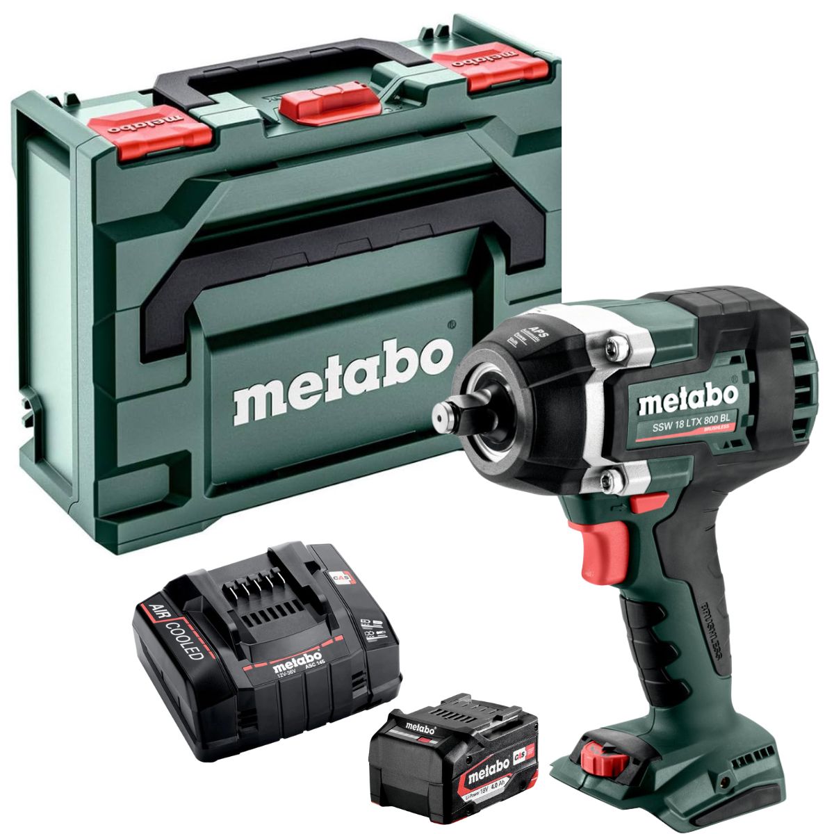 Metabo SSW 18 LTX 800 BL 18V Brushless 1/2" Impact Wrench with 1 x 4.0Ah Battery Charger & Metabox