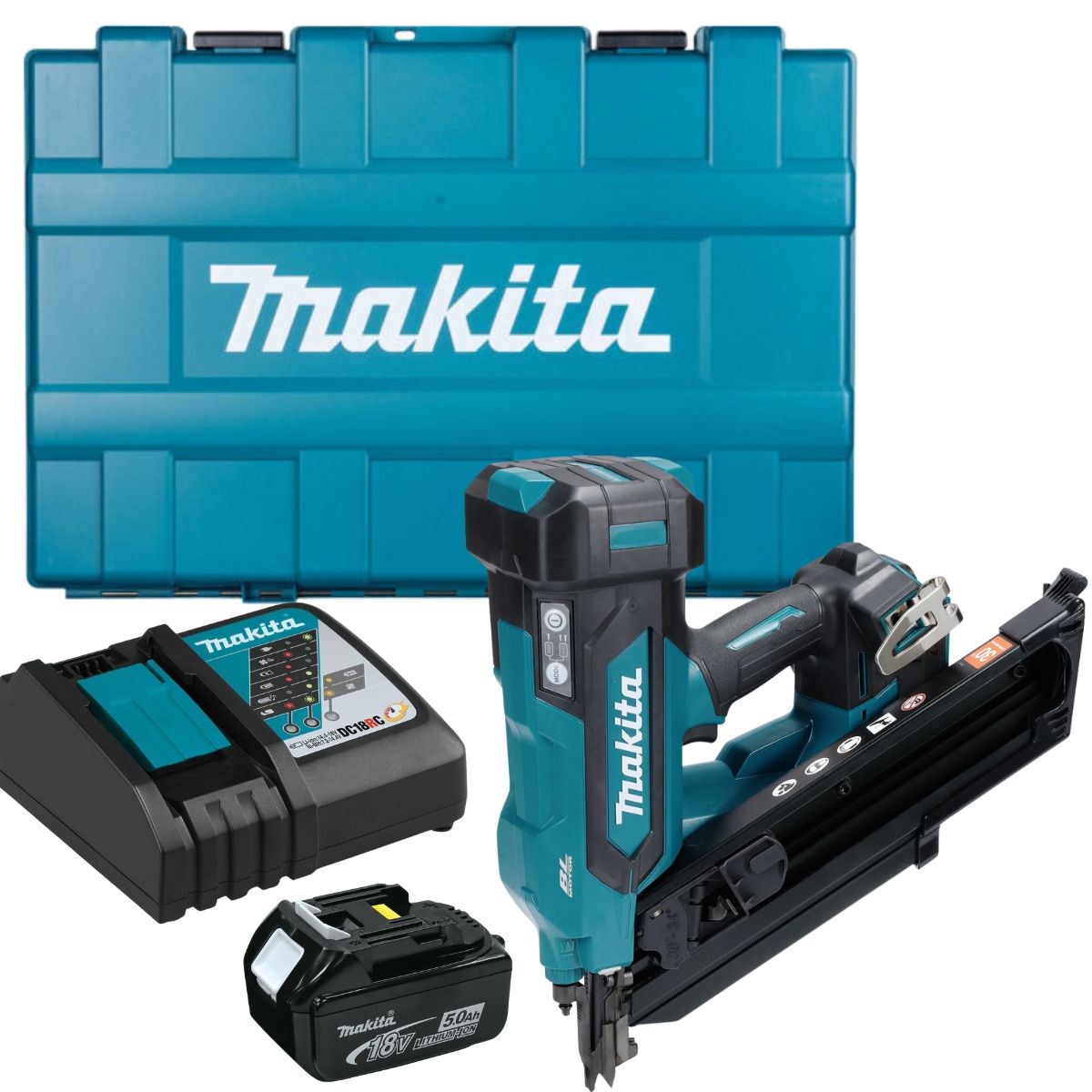 Makita DBN900ZK 18V LXT Brushless Framing Nailer With 1 x 5.0Ah Battery, Charger & Carrying Case