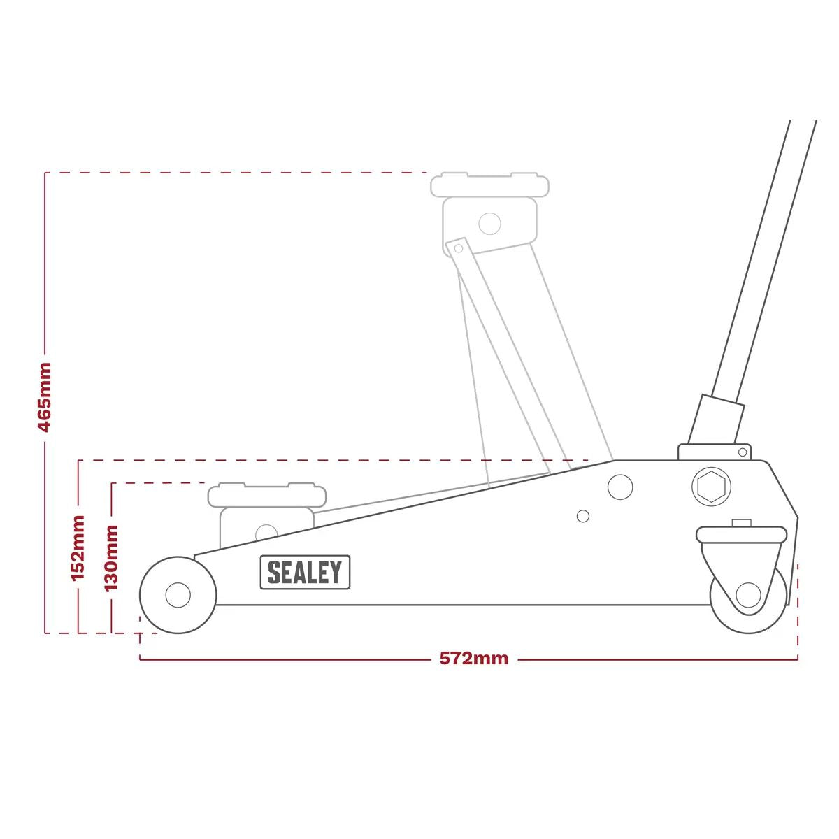 Sealey 3290CX Trolley Jack 3 Ton Compact Hydraulic Tonne Car Van Garage Workshop
