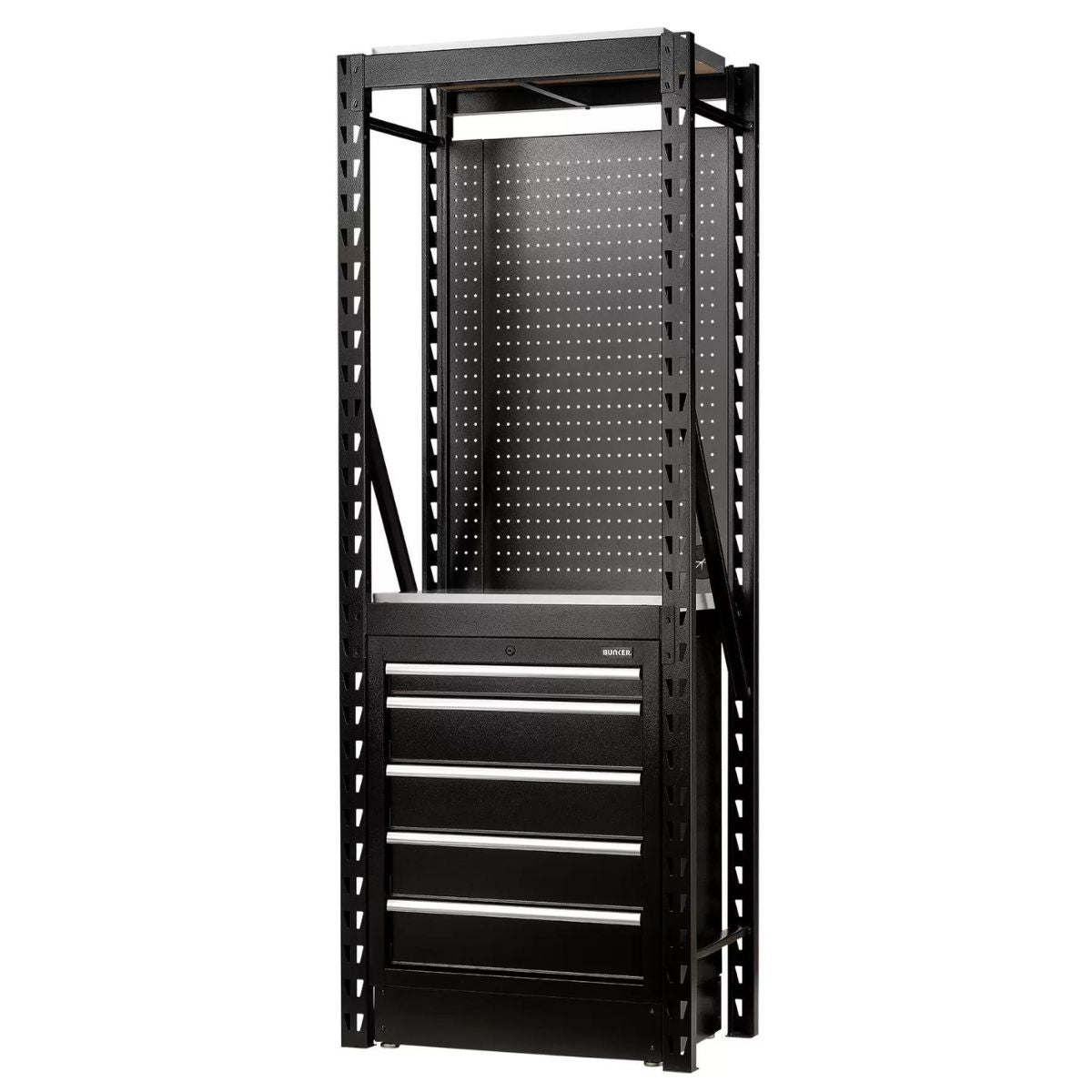 Draper MS400-C1 13PC S Bunker Modular Storage Combo 2 Tier Racking with Stainless Steel Shelving, Pegboard & Floor Cabinet 750mm 27975