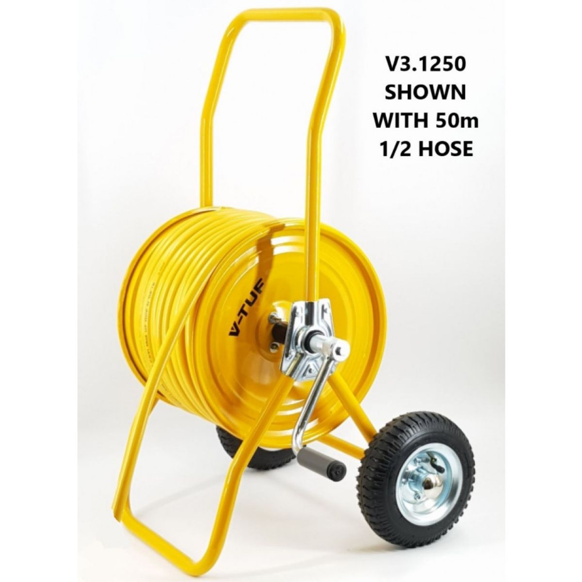 V-TUF V3.1250 Hose Reel Trolley Holds 50m of 1/2" Hose for Easy Storage and Mobility