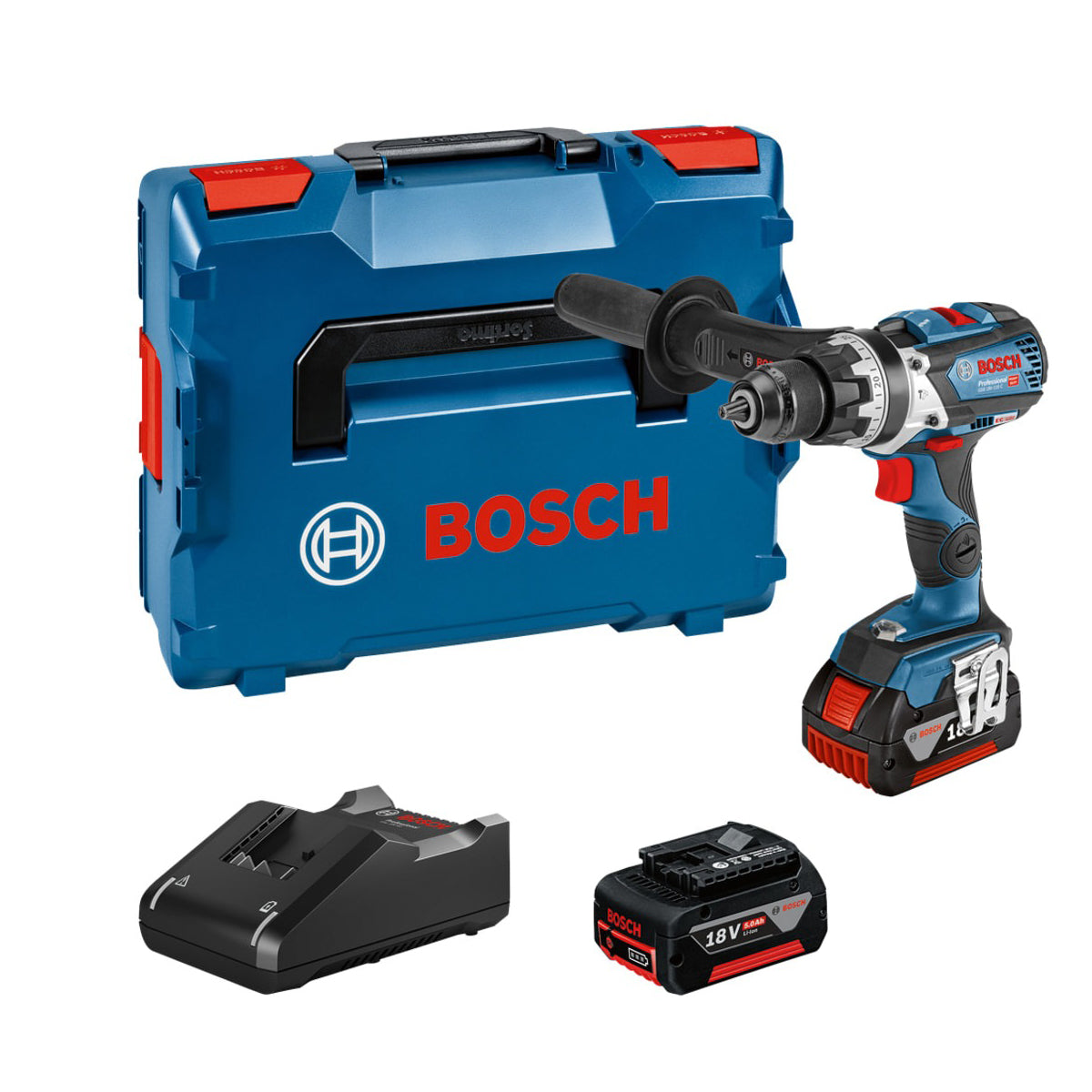 Bosch GSB 18V-110C Professional Combi Drill with 2 x 5.0Ah Batteries & Charger for Enhanced Performance 06019G0375