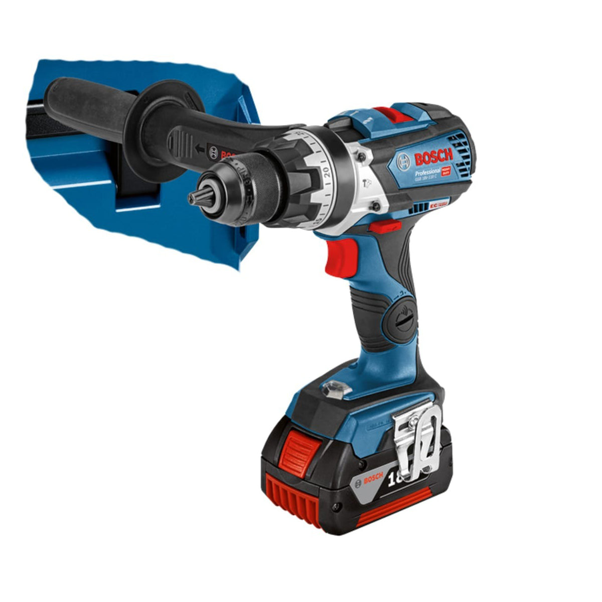 Bosch GSB 18V-110C Professional Combi Drill with 2 x 5.0Ah Batteries & Charger for Enhanced Performance 06019G0375