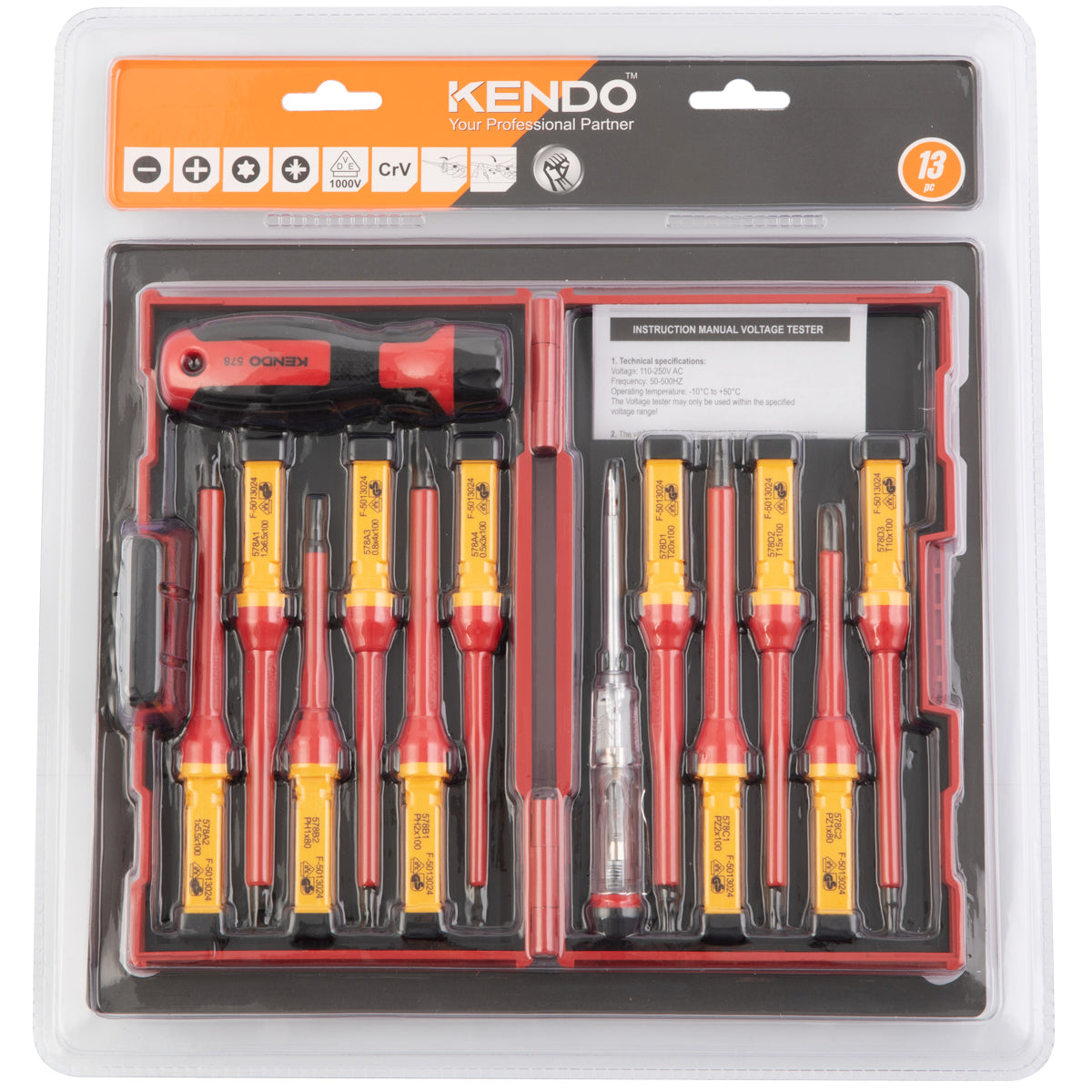 Kendo VDE Screwdriver Set 13 Pieces