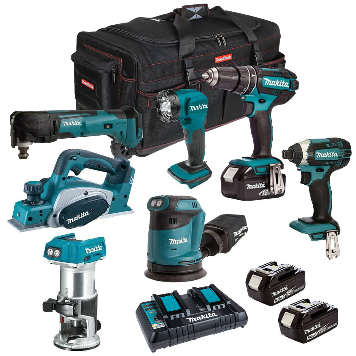Makita 18V 7 Piece Power Tool Kit with 3 x 5.0Ah Battery & Charger T4T7054PT