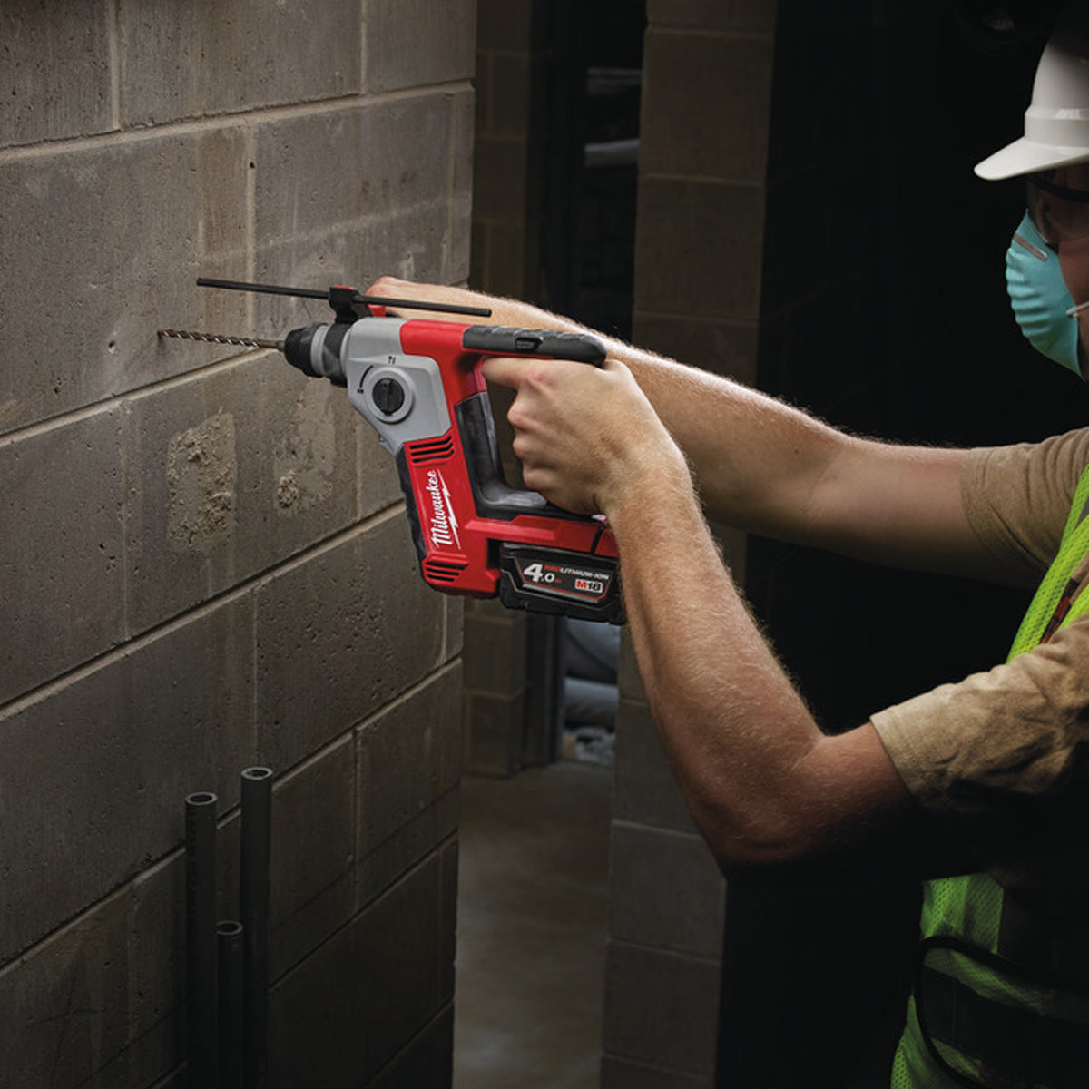 Milwaukee M18 BH-0 18V SDS+ 2 Mode Hammer Drill with 1 x 3.0Ah Battery Charger & Bag
