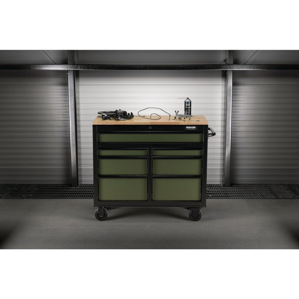 Draper B100-41GR BUNKER 41" Workbench Roller Tool Cabinet 7 Drawer Green 08221