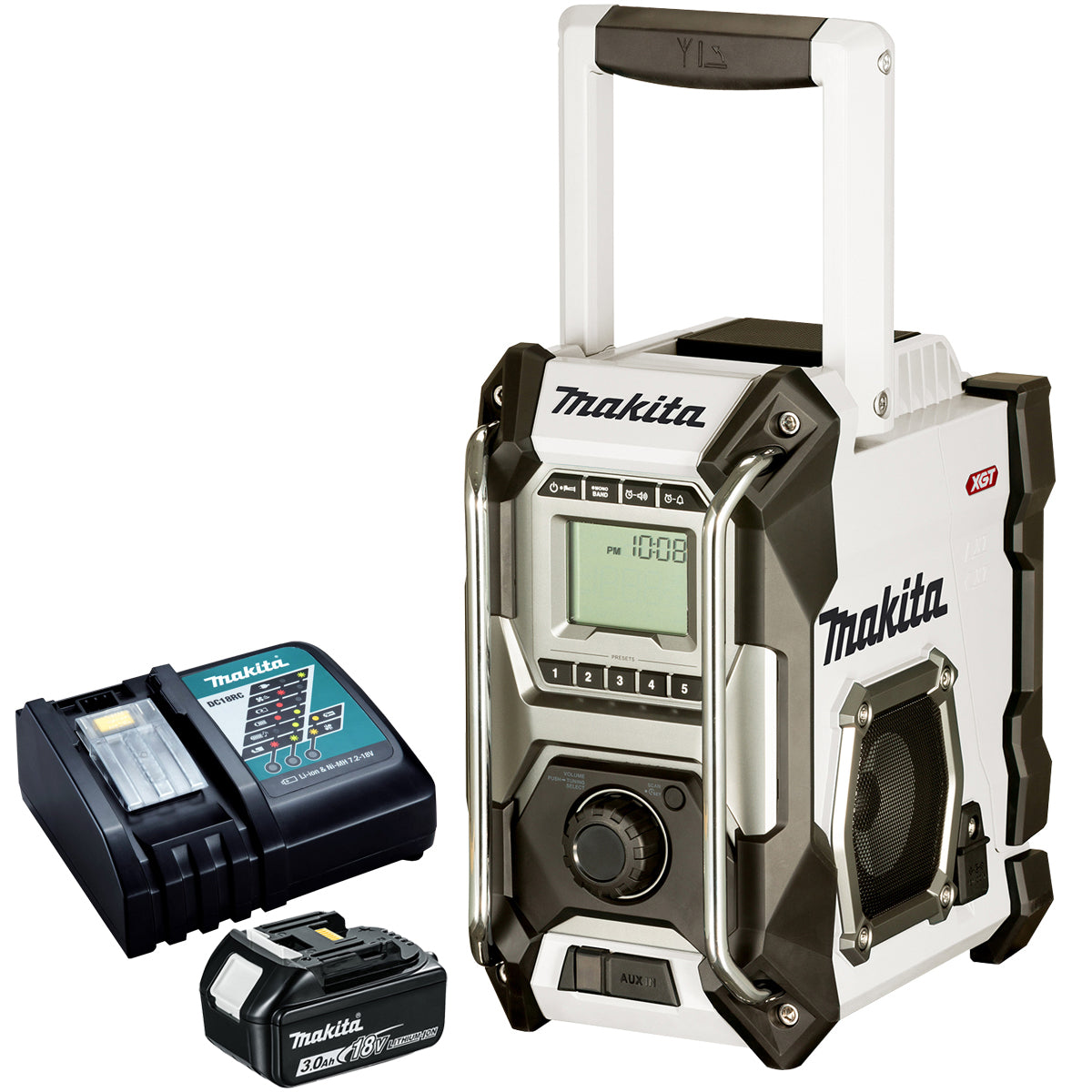 Makita MR001GZ01 12V / 40V / CXT / LXT / XGT Job Site Radio White with 1 x  3.0Ah Battery & Charger