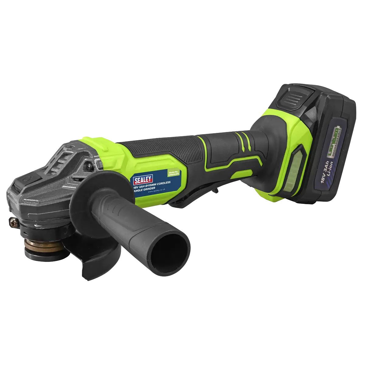 Sealey CP401LIHV 18V Angle Grinder 115mm 1 x 3Ah lithium-ion battery & 2.4A mains charger in a storage case