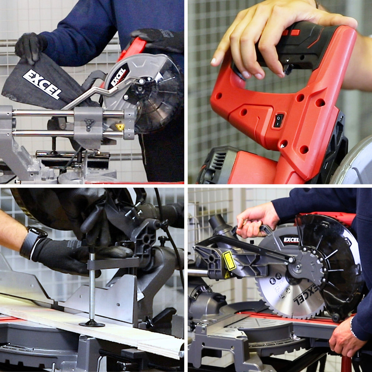 Excel 10" 255mm Sliding Mitre Saw Double Bevel 2000W/240V with Laser & Universal Wheel Stand