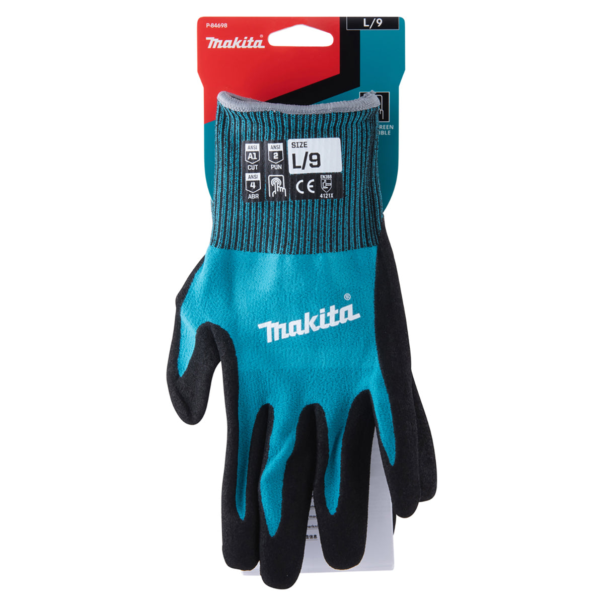 Makita P-84698 Fitknit Cut Level 1 Nitrile Coated Dipped Gloves Size Large